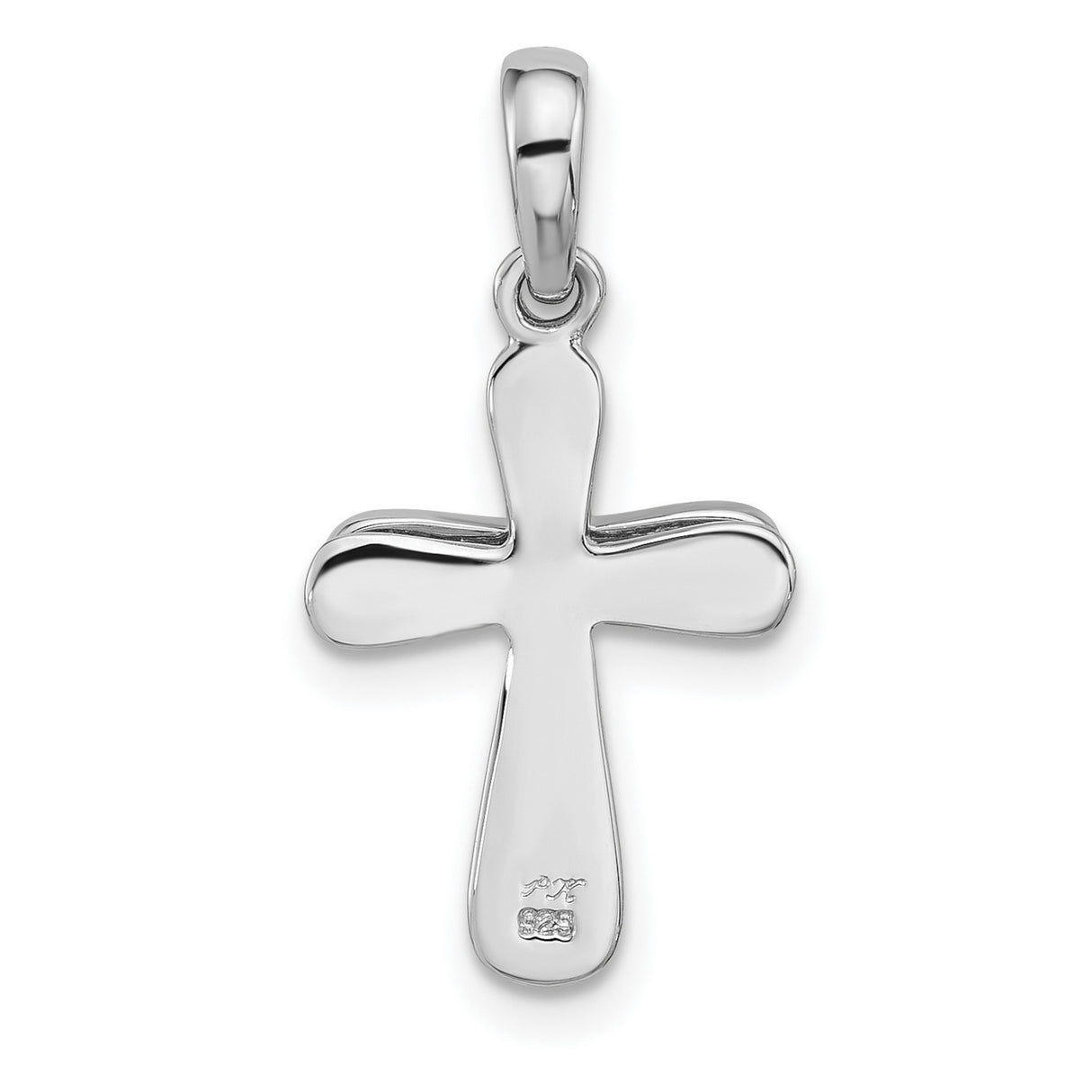 Sterling Silver Cross Pendant with Cubic Zirconia, Layered Silver and Gold Design
