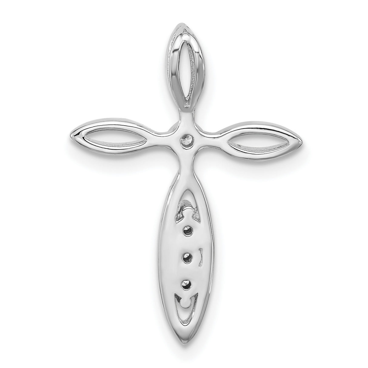 Sterling Silver Cross Pendant with Cubic Zirconia, Openwork Design and Teardrop Charm