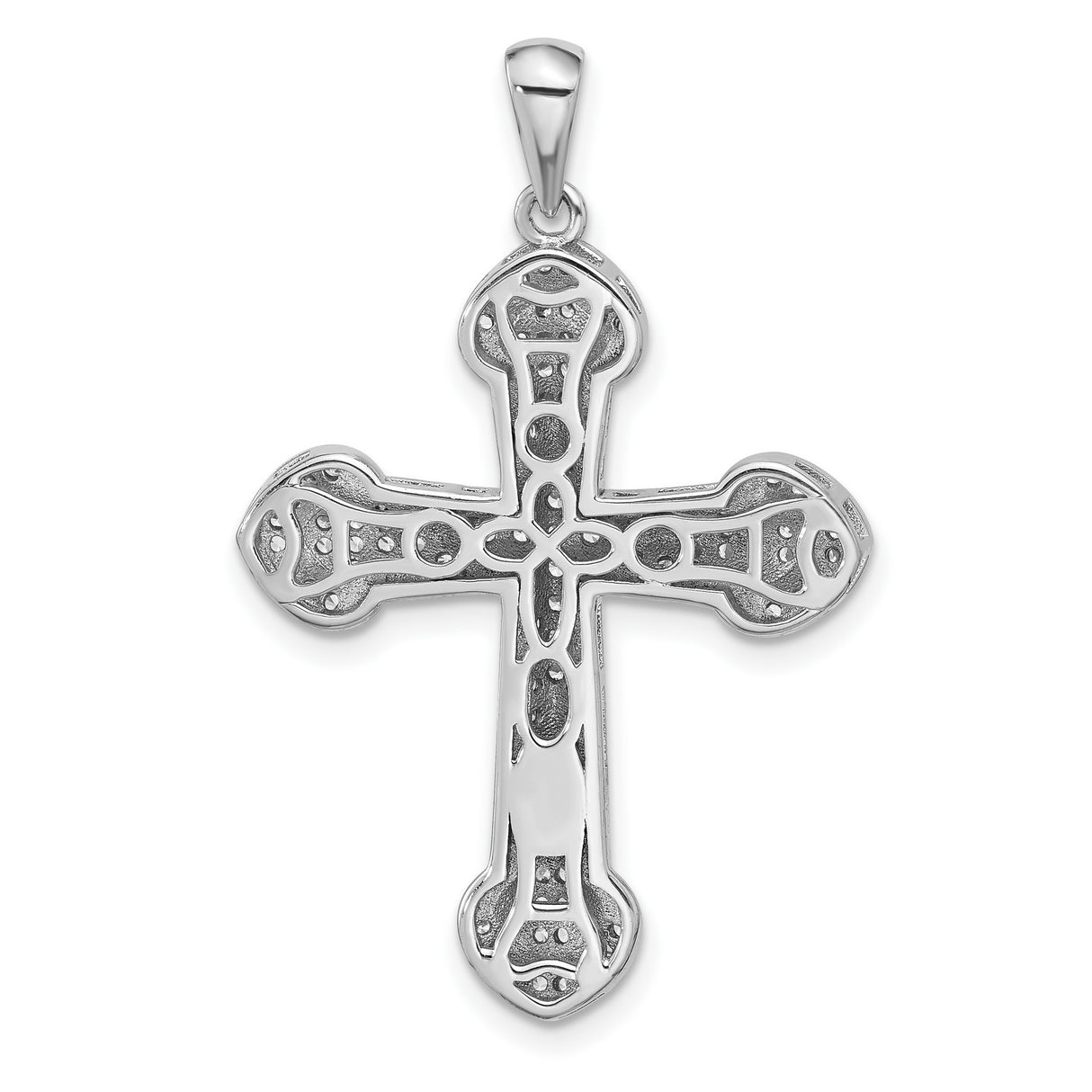 Sterling Silver Cross Pendant with Cubic Zirconia, Polished Faith Symbol Jewelry
