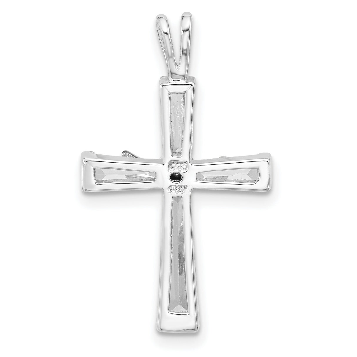 Sterling Silver Crucifix Cross Pendant with Cubic Zirconia, Dual Finish, Christ Figure Design