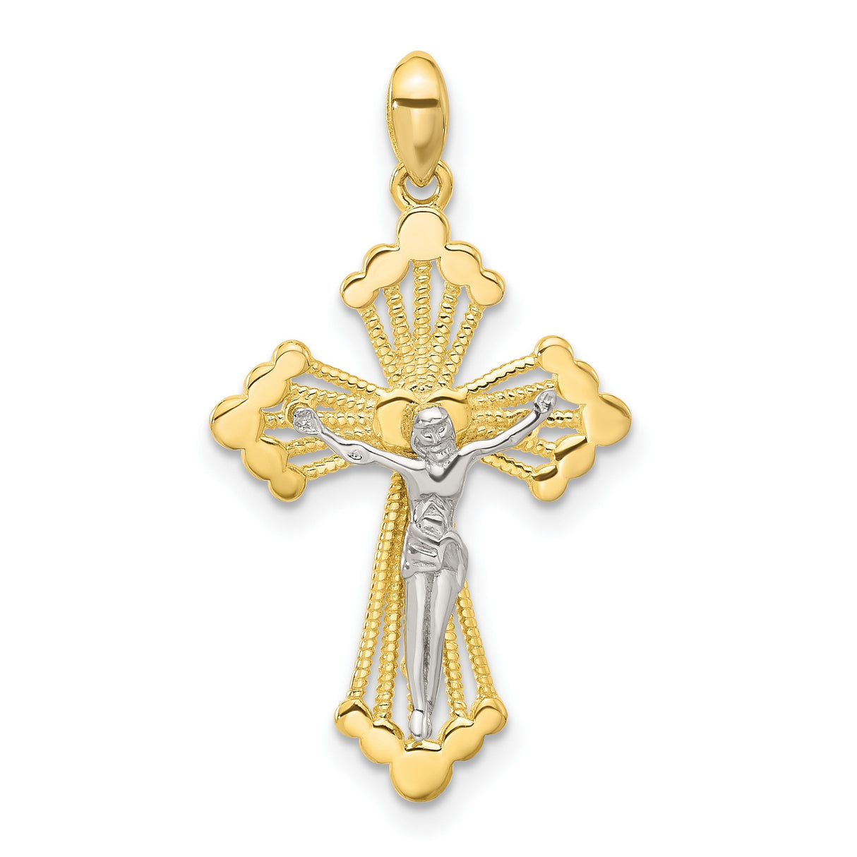 Sterling Silver Crucifix Pendant with Jesus Figure, Polished Religious Christian Jewelry