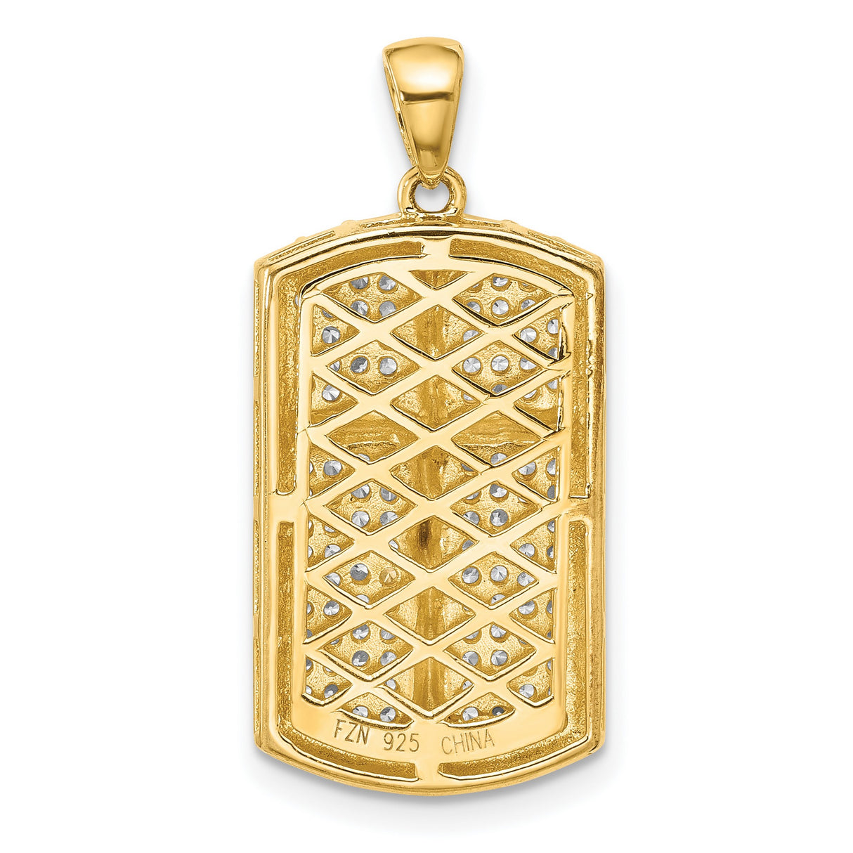 Sterling Silver Crucifix Cross Pendant with Cubic Zirconia and Gold Tone Jesus Figure