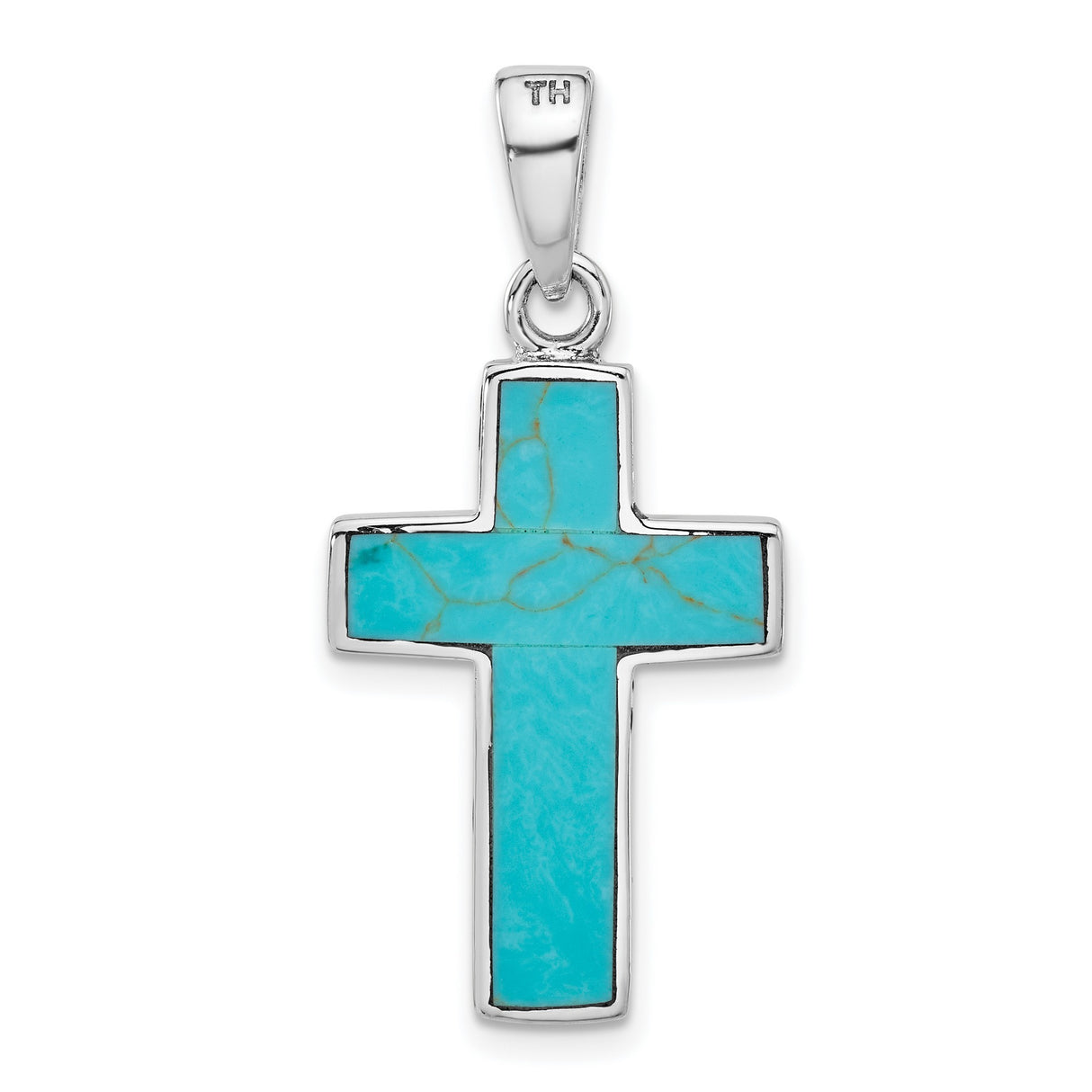 Sterling Silver Reversible Cross Pendant with Turquoise and Tree of Life Design