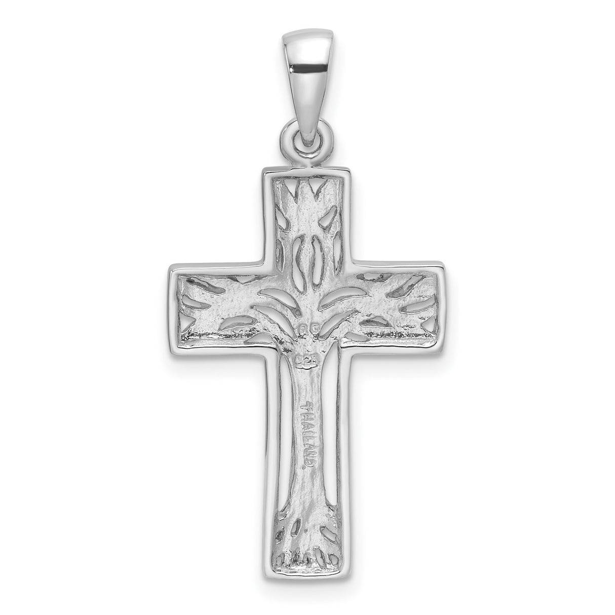 Sterling Silver Cross Pendant with Tree Design, Spiritual Nature-Inspired Jewelry