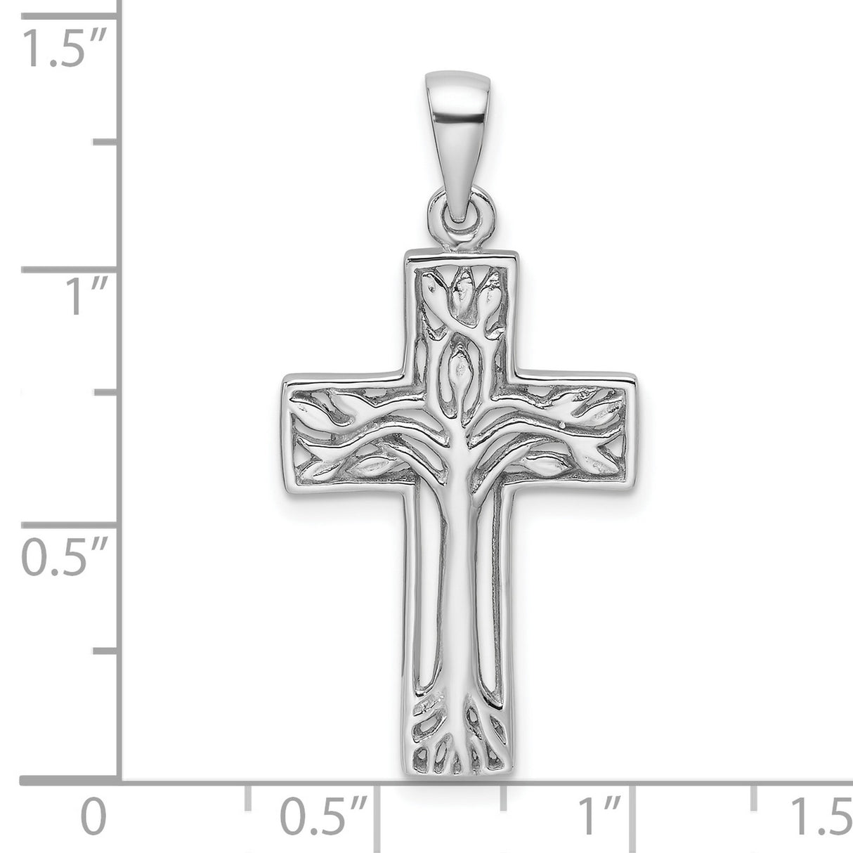 Sterling Silver Cross Pendant with Tree Design, Spiritual Nature-Inspired Jewelry