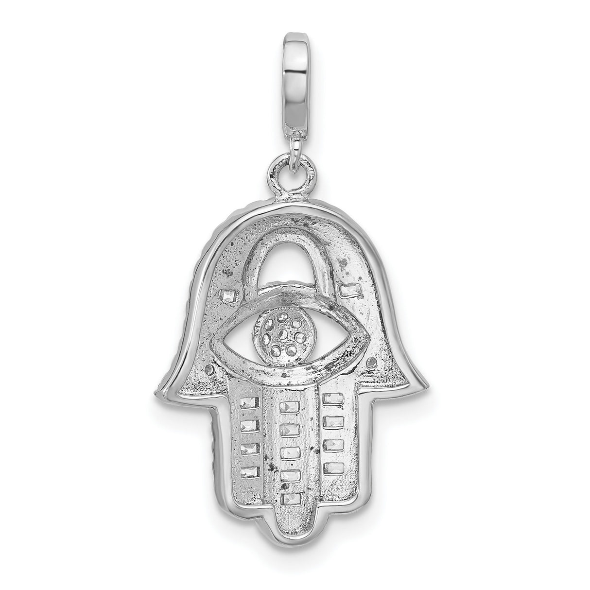 CZ Evil Eye Hamsa Charm Pendant in Real 925 Sterling Silver