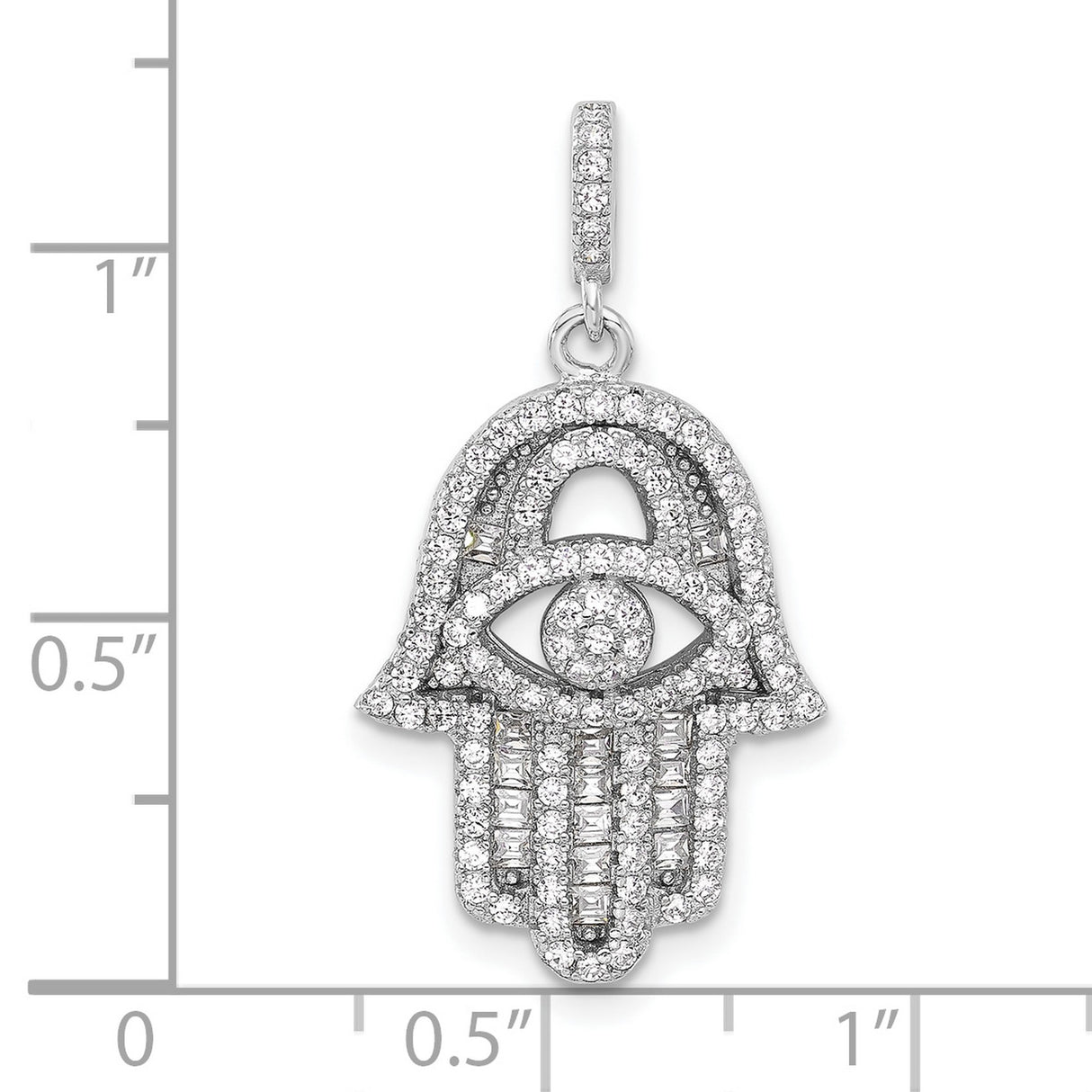 CZ Evil Eye Hamsa Charm Pendant in Real 925 Sterling Silver