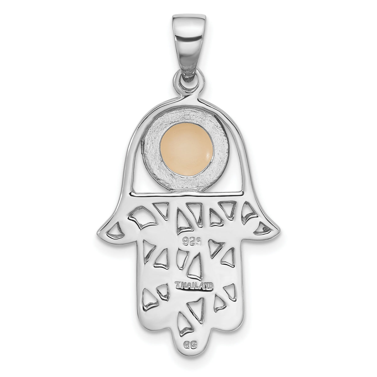 Sterling Silver Hamsa Hand Pendant with Mother of Pearl Inlay, Filigree Design, Evil Eye Amulet