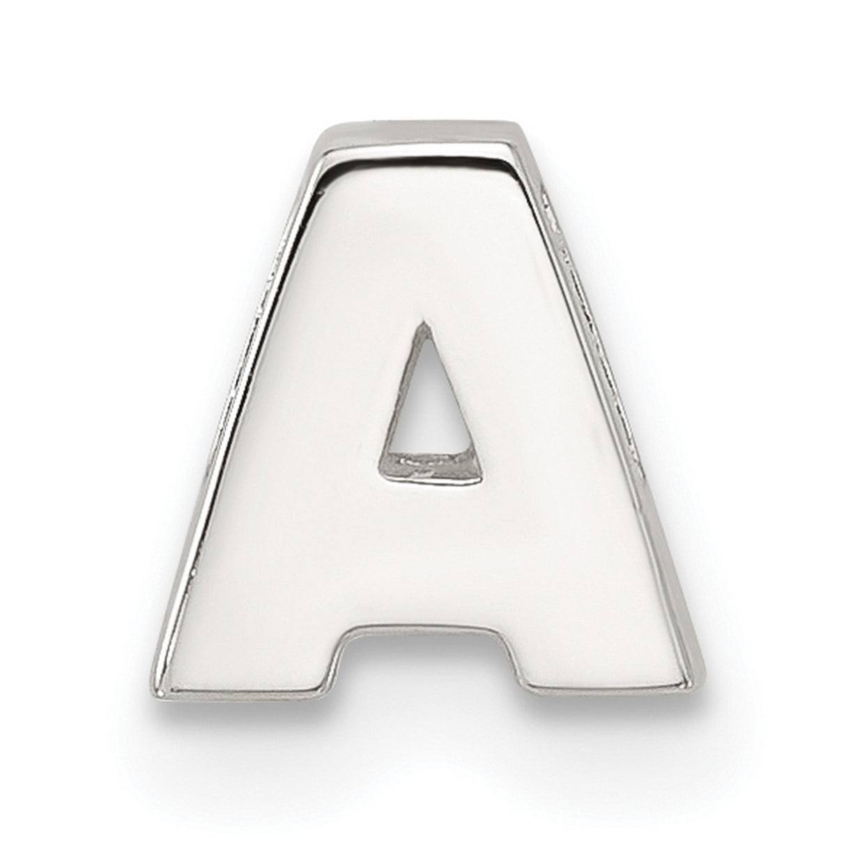 Sterling Silver Letter A Pendant, Polished Block Alphabet Charm for Necklace or Bracelet