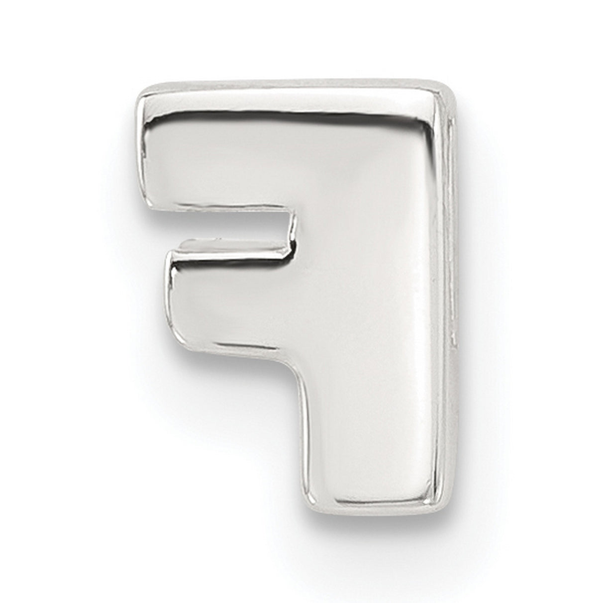 Sterling Silver Letter F Pendant Charm, Polished Block Initial Design, Unisex Monogram Jewelry