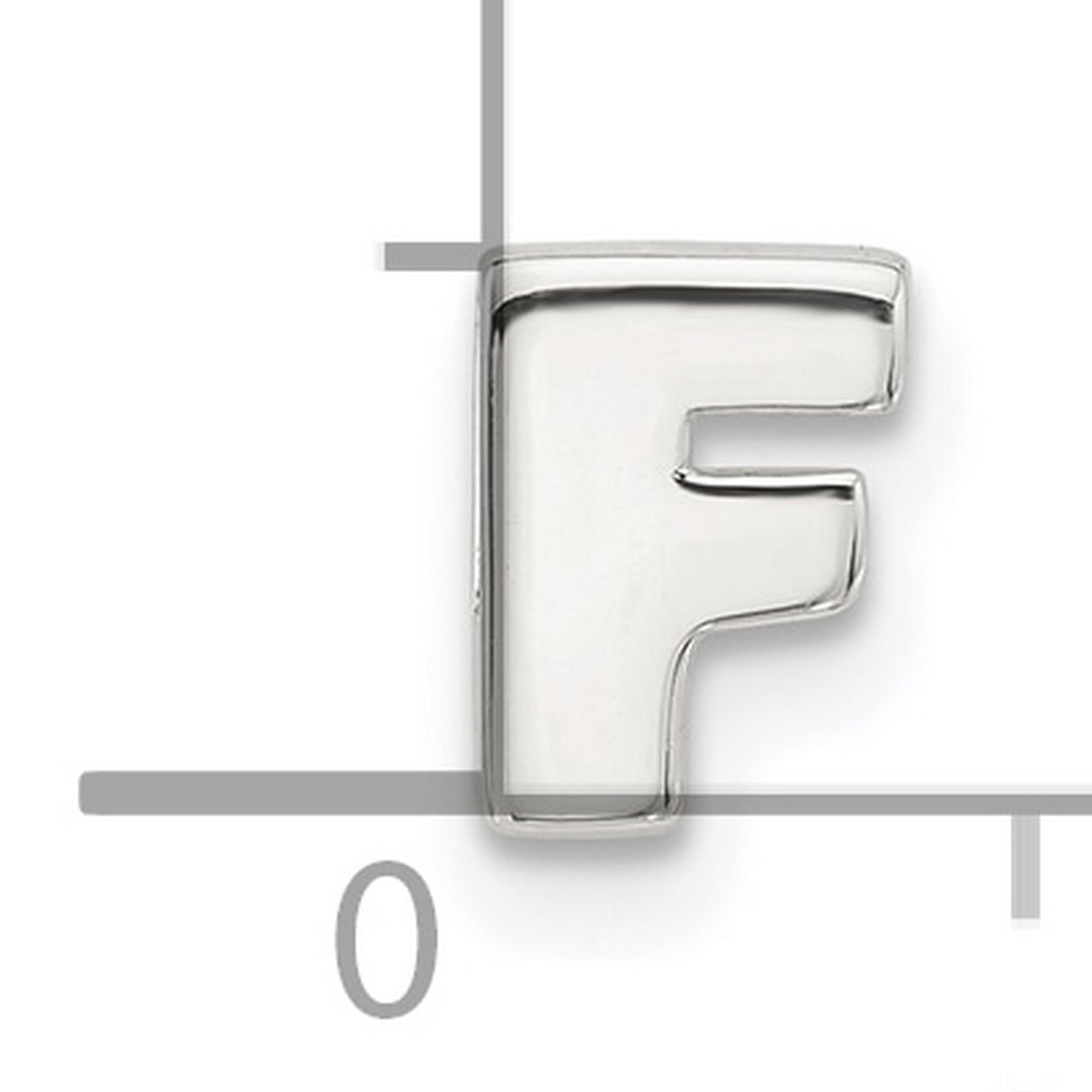 Sterling Silver Letter F Pendant Charm, Polished Block Initial Design, Unisex Monogram Jewelry