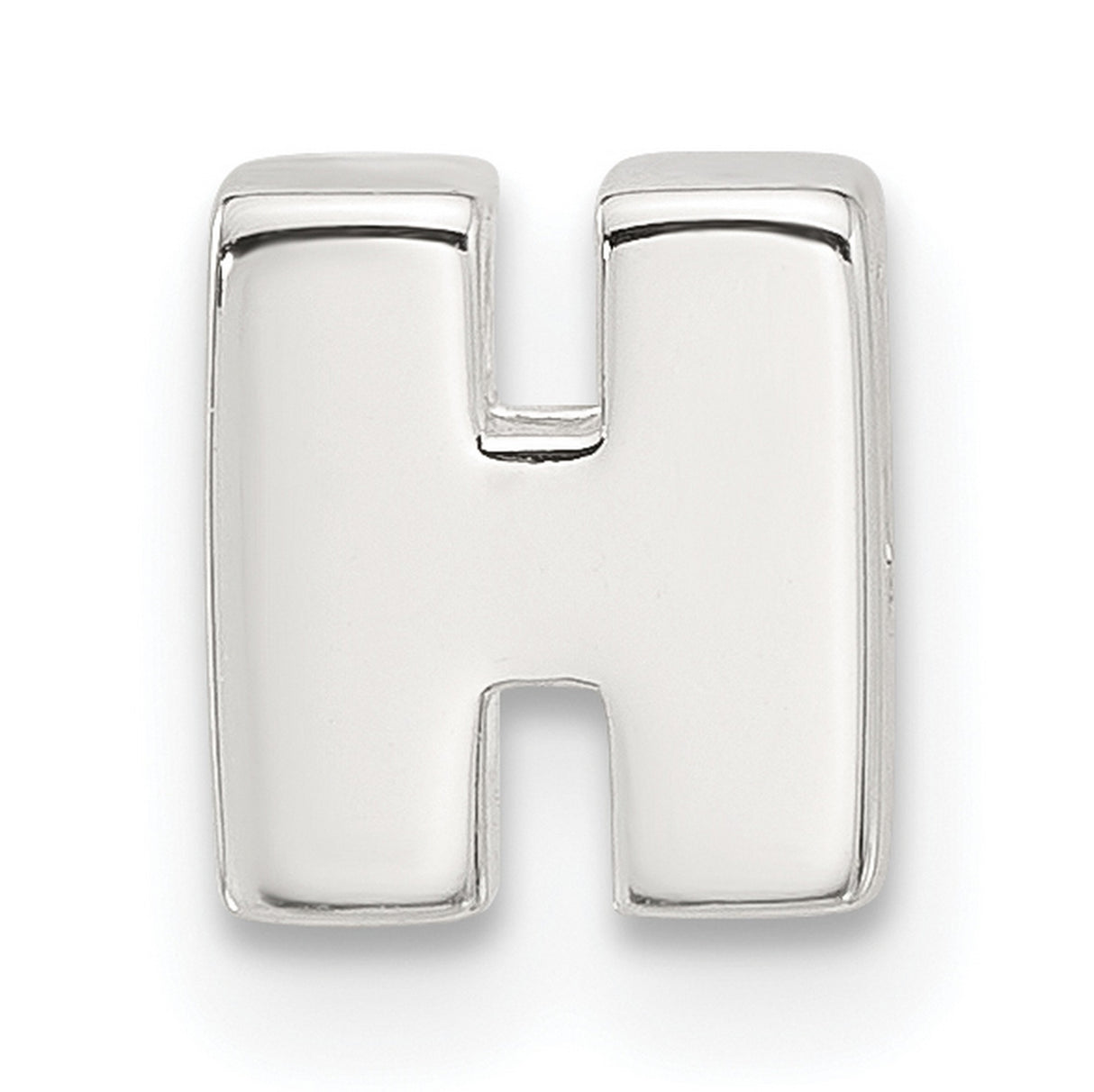 Sterling Silver Initial Pendant, Letter H Charm, Block Alphabet Design, Unisex Monogram Jewelry