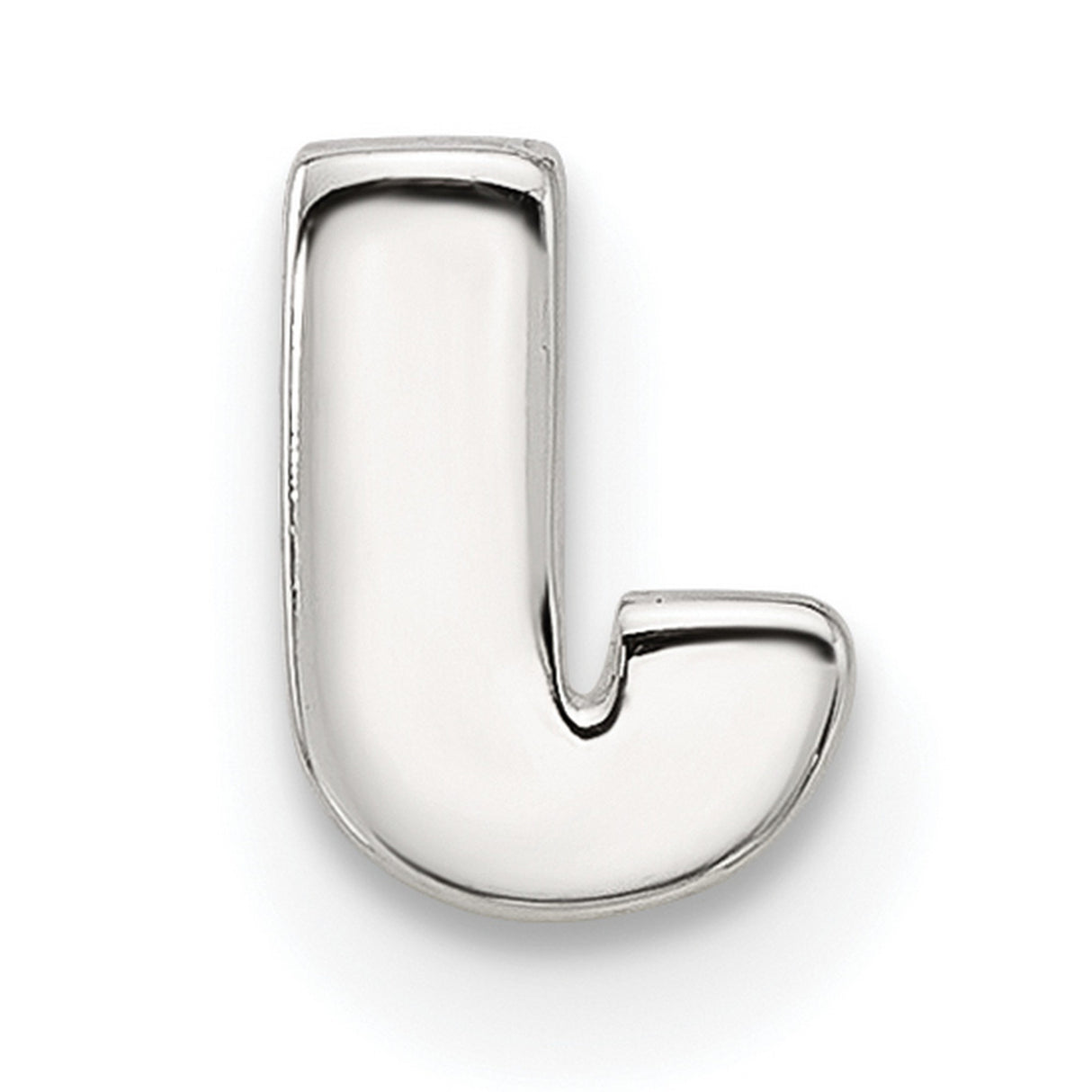 Sterling Silver Letter J Charm Pendant, Polished Block Style Initial Jewelry
