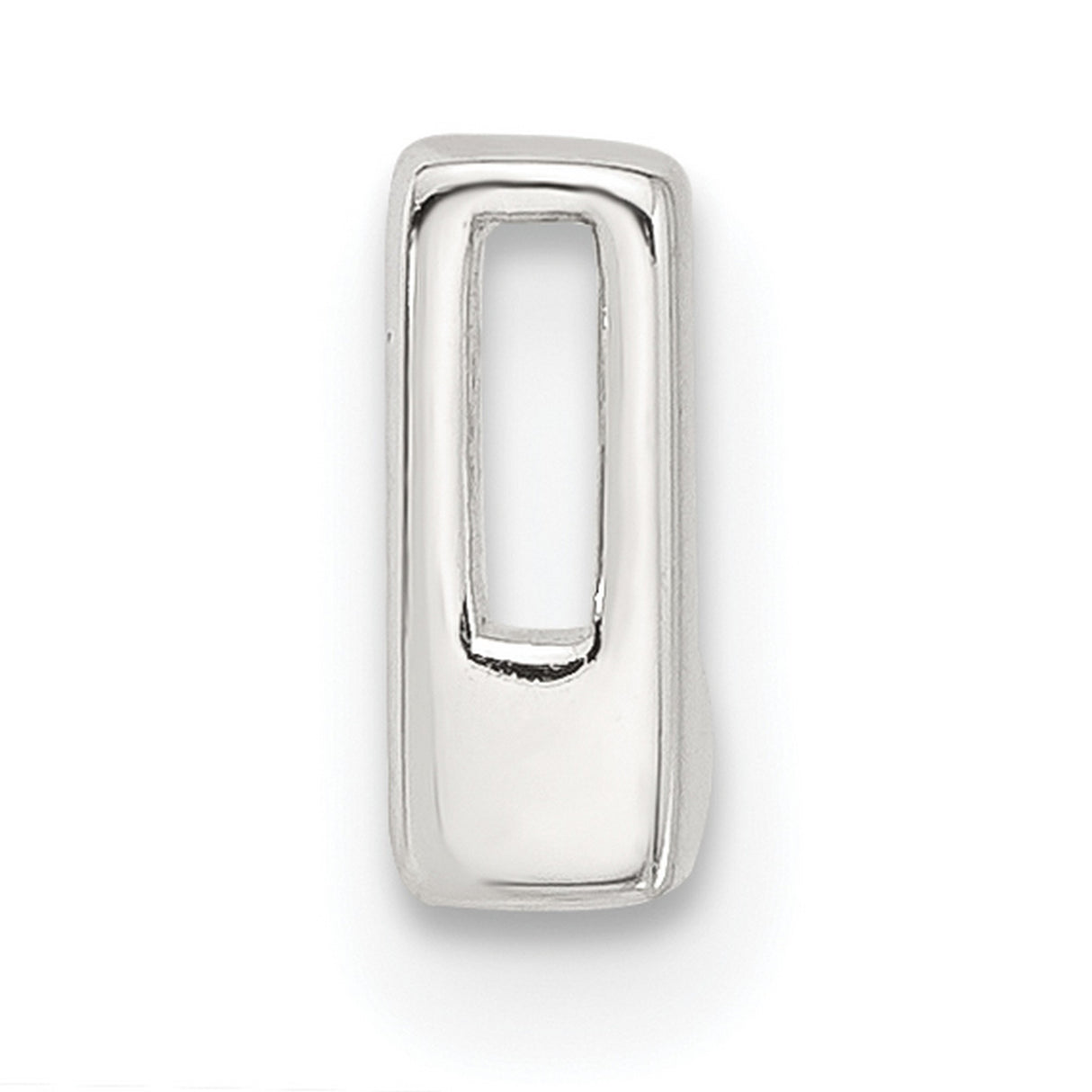 Sterling Silver Letter L Pendant Charm, Polished Block Initial Slide Design
