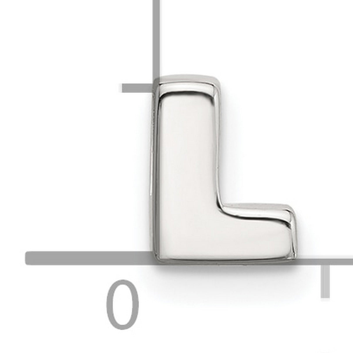 Sterling Silver Letter L Pendant Charm, Polished Block Initial Slide Design