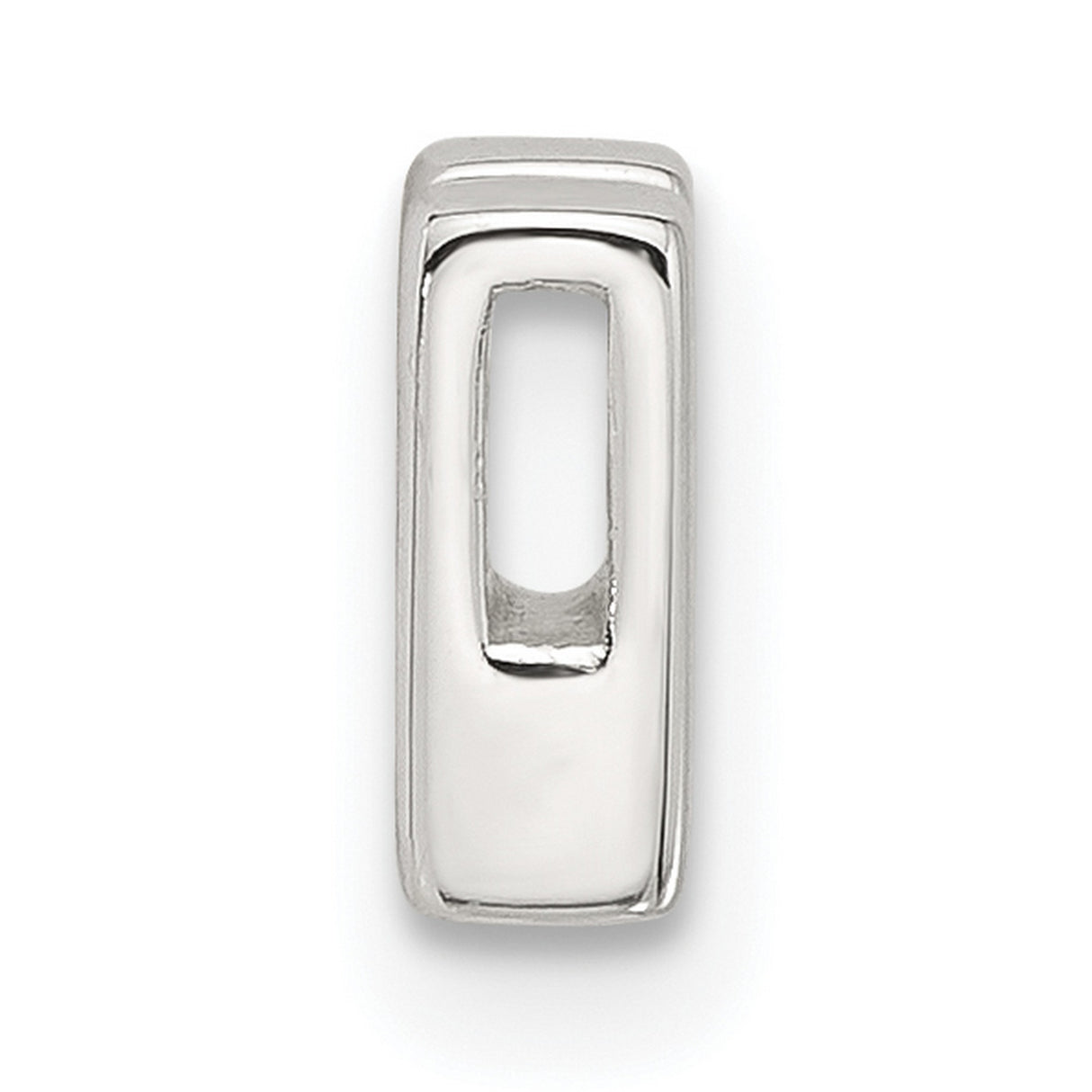Sterling Silver Letter N Pendant Charm, Polished Block Font Initial Jewelry, Unisex Slide Pendant