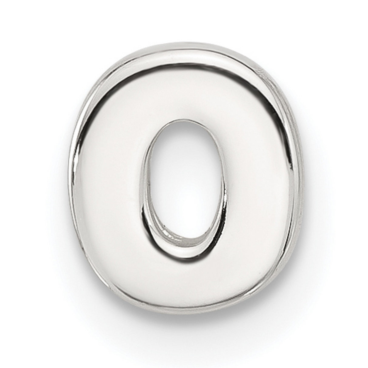 Sterling Silver Letter O Charm Pendant, Slide Style Alphabet Initial Jewelry for Necklace or Bracelet