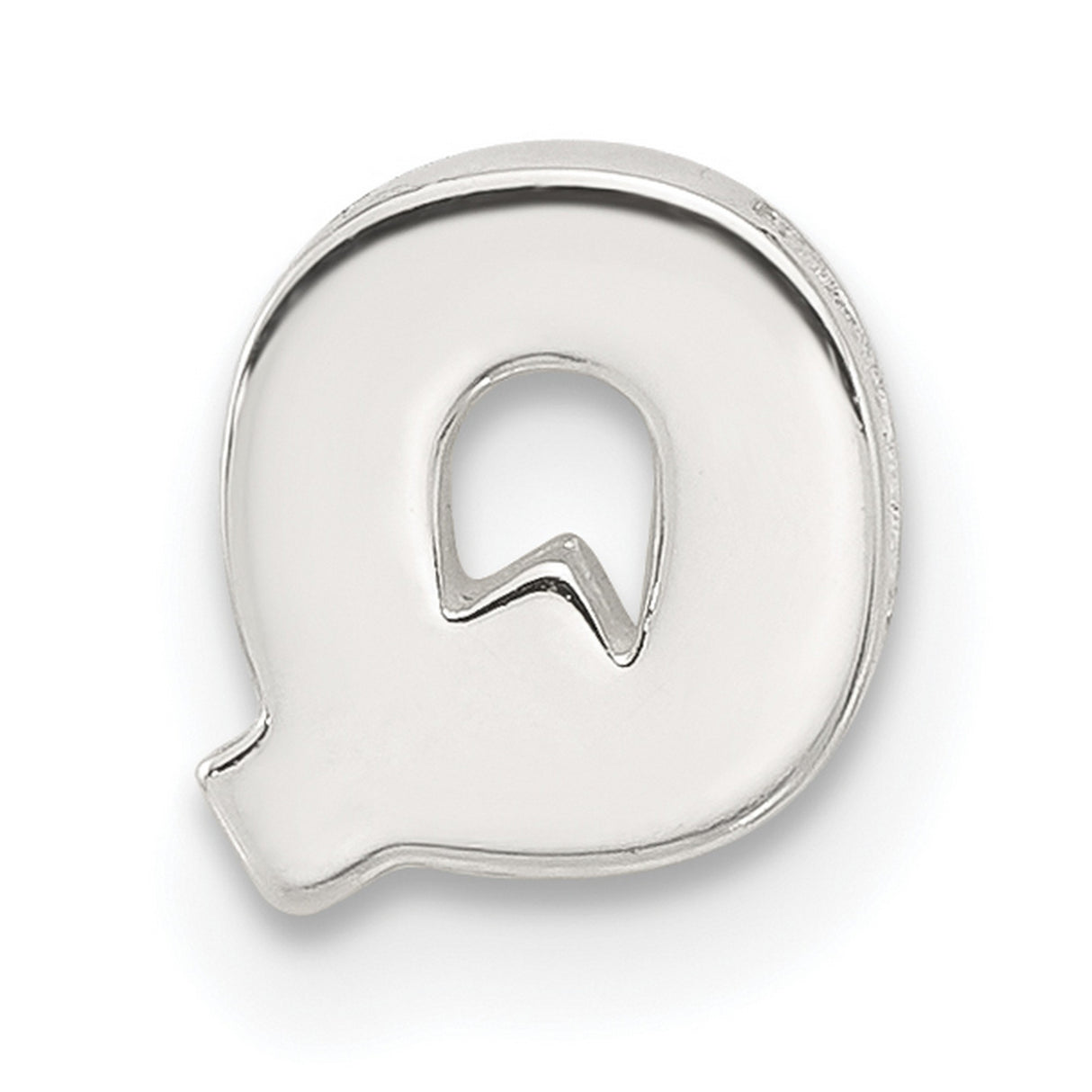 Sterling Silver Letter Q Pendant, Polished Block Initial Charm for Women or Unisex