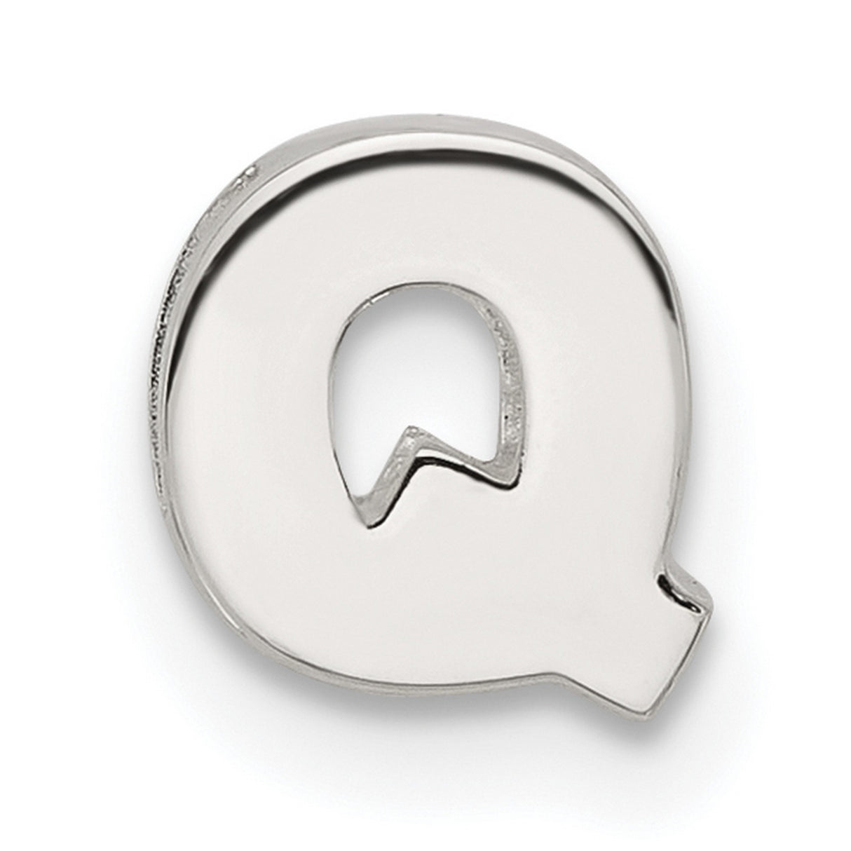 Sterling Silver Letter Q Pendant, Polished Block Initial Charm for Women or Unisex