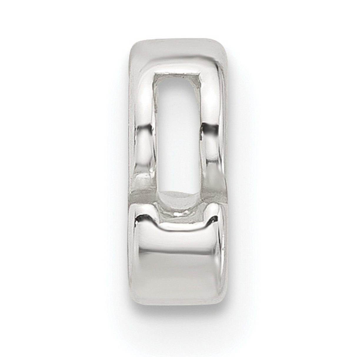Sterling Silver Letter S Charm Pendant, Polished Block Initial Design, Unisex Monogram Jewelry