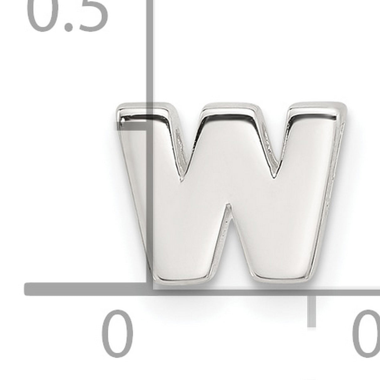 Sterling Silver Letter W Pendant Charm in Polished Block Style for Men or Women