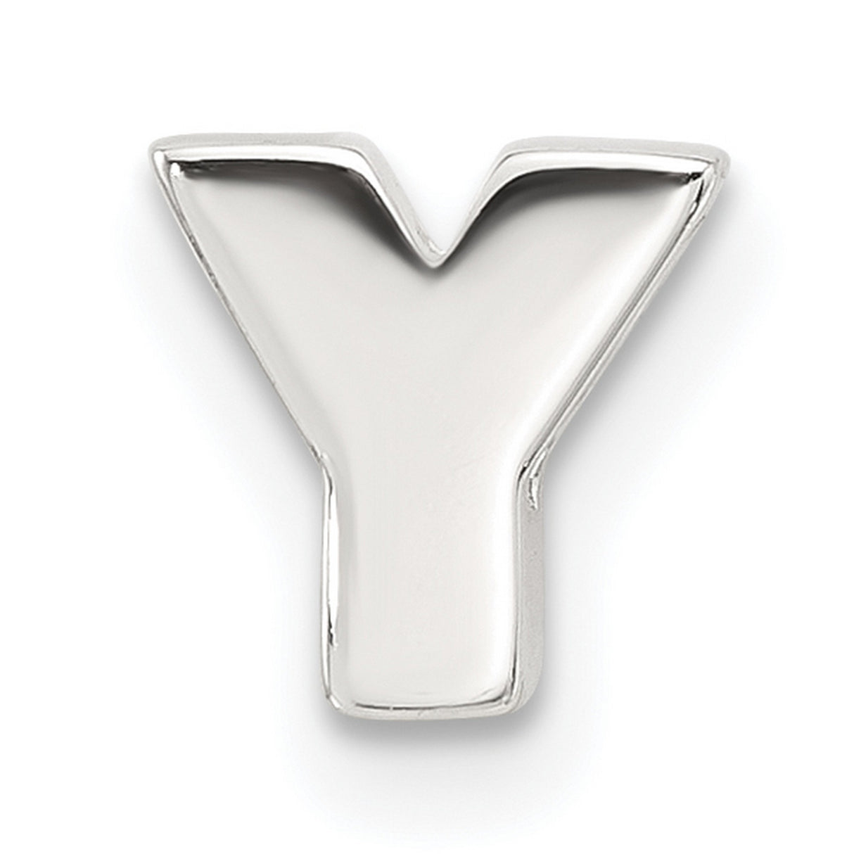 Sterling Silver Initial Y Pendant, Block Letter Charm with Polished Monogram Design