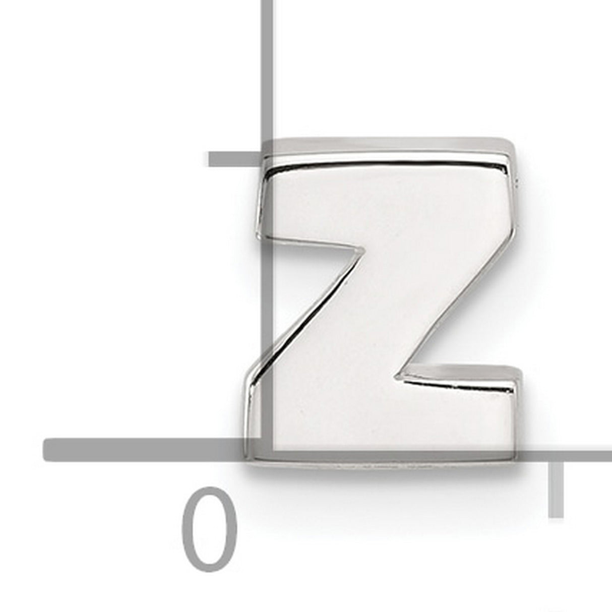 Sterling Silver Letter Z Pendant, Block Initial Charm for Necklace or Bracelet