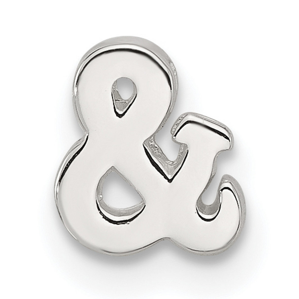 Sterling Silver Slide Charm Pendant, Ampersand Symbol, Minimalist Unity Design