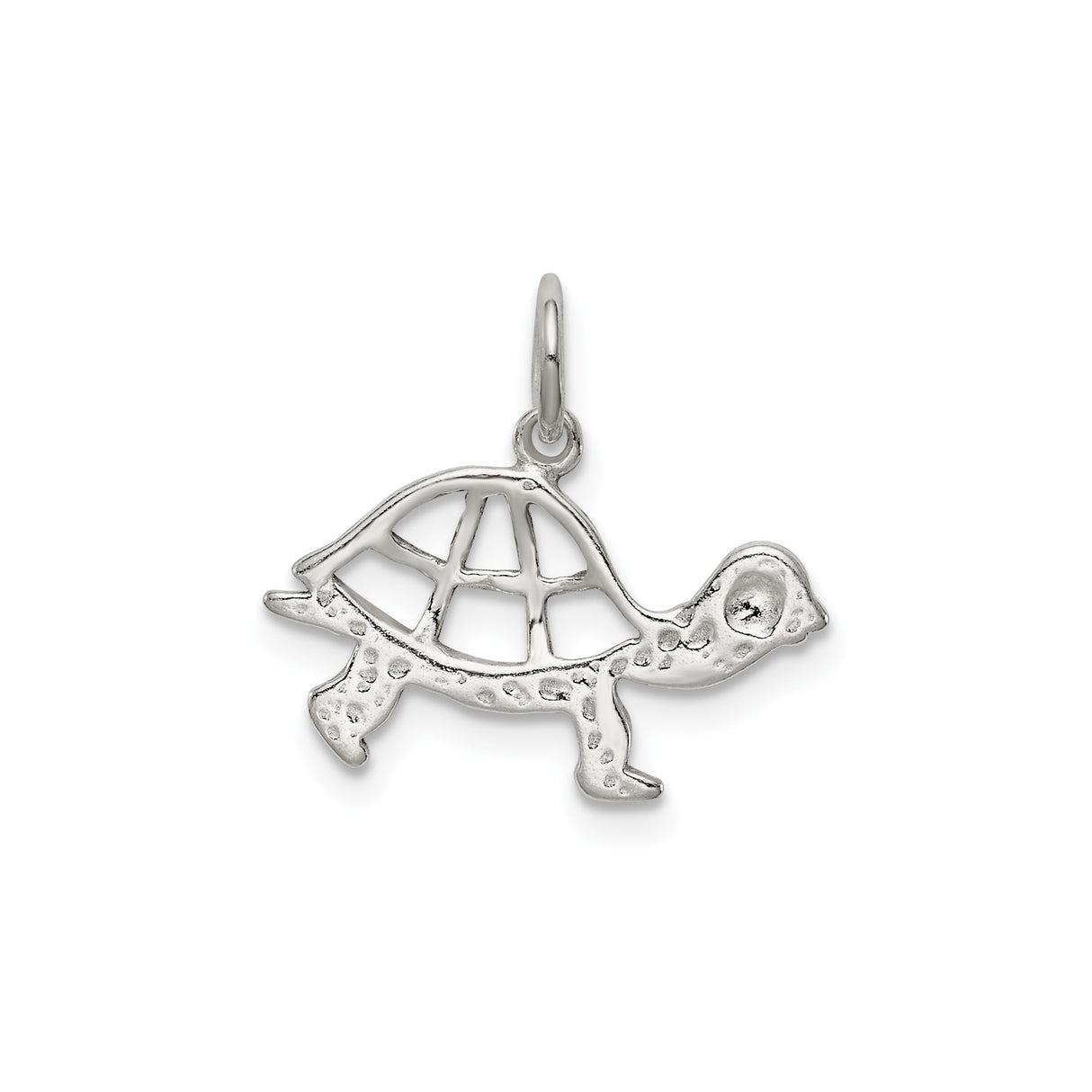 Sterling Silver Turtle Pendant with Cutout Shell Design, Ocean Themed Animal Jewelry