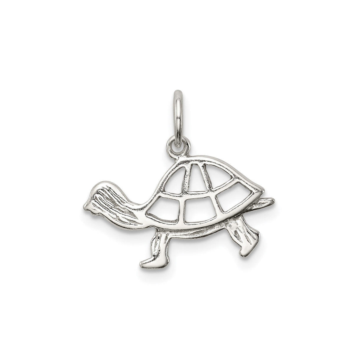 Sterling Silver Turtle Pendant with Cutout Shell Design, Ocean Themed Animal Jewelry