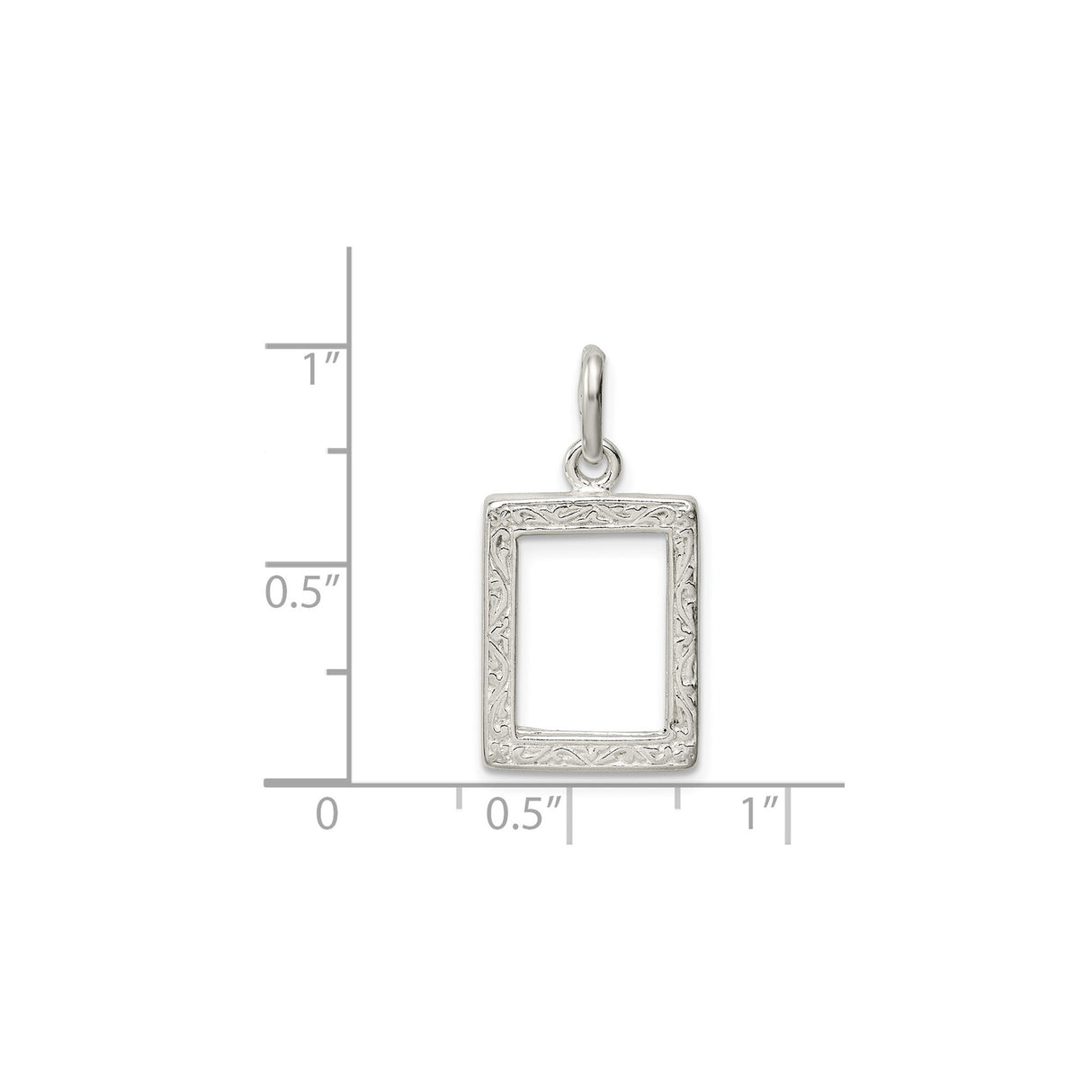 Sterling Silver Photo Pendant with Border Design, Rectangular Frame Keepsake Locket