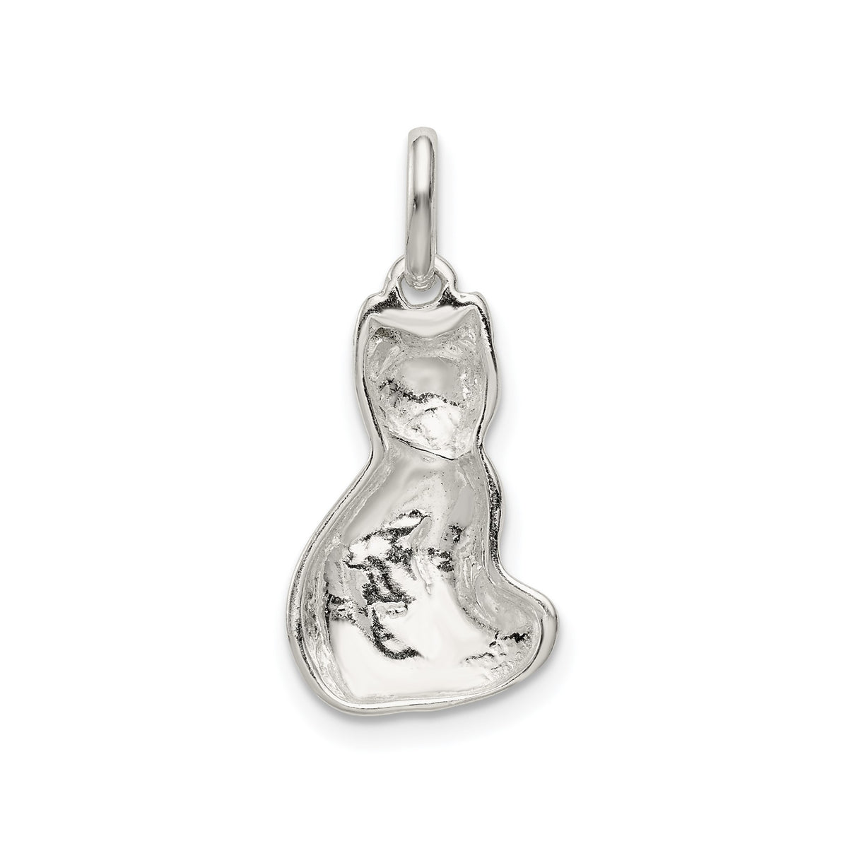 Sterling Silver Cat Pendant with Sleek Sitting Feline Design, Animal Charm for Women