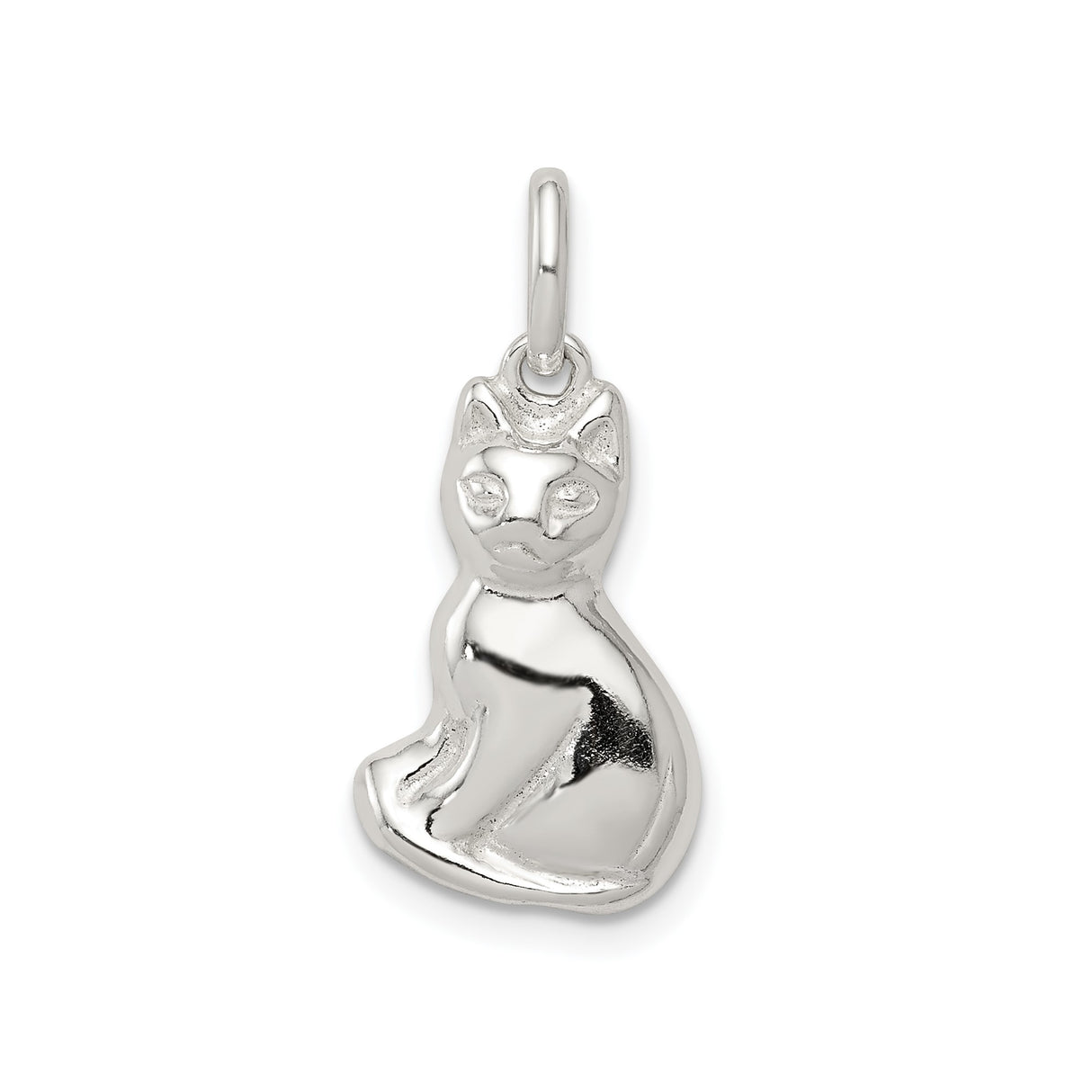 Sterling Silver Cat Pendant with Sleek Sitting Feline Design, Animal Charm for Women