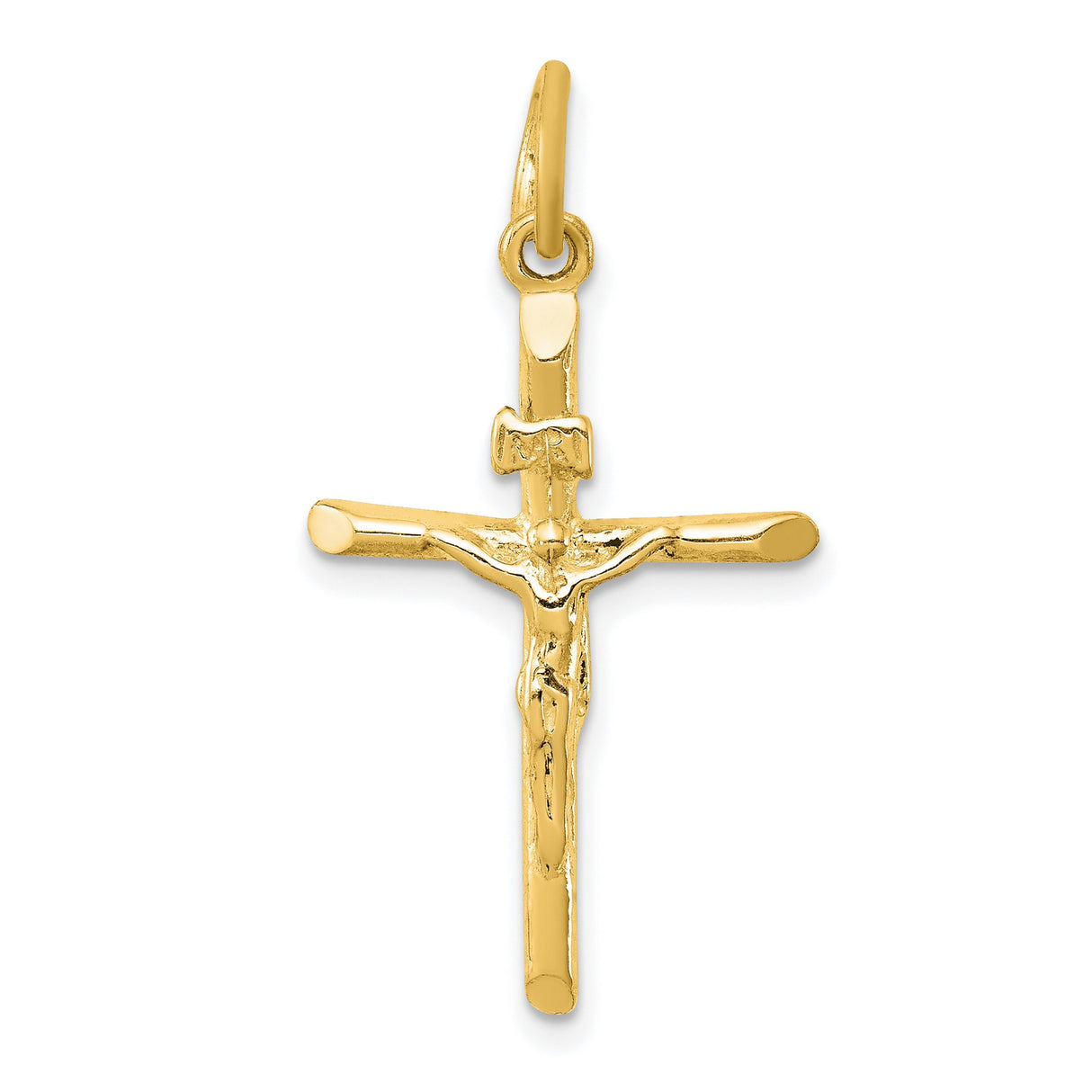 Sterling Silver Crucifix Cross Pendant with INRI Jesus Design and Rounded Edges