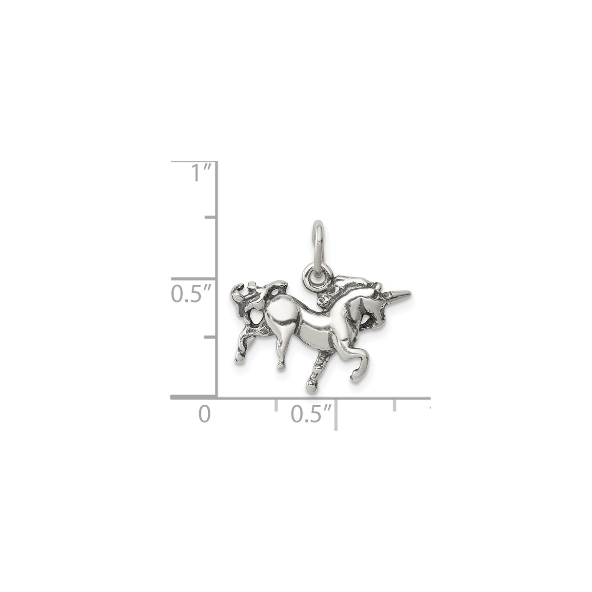 Sterling Silver Unicorn Pendant with Flowing Mane and Tail, Prancing Fantasy Design