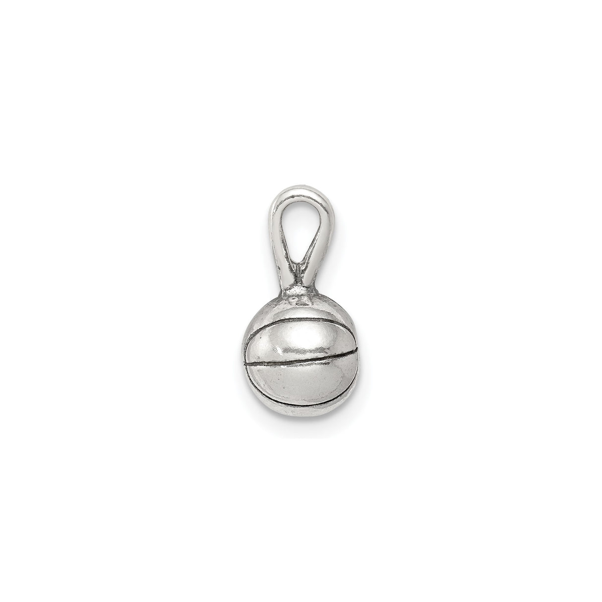 Sterling Silver Basketball Pendant, Sports Charm with Court Design for Athletes and Fans