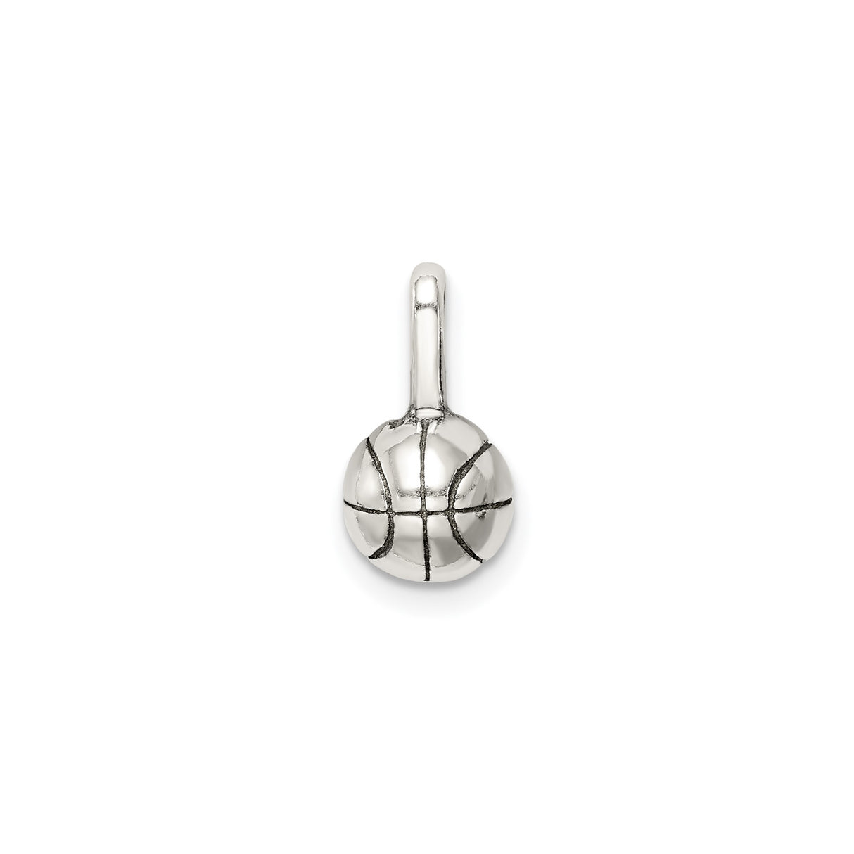 Sterling Silver Basketball Pendant, Sports Charm with Court Design for Athletes and Fans