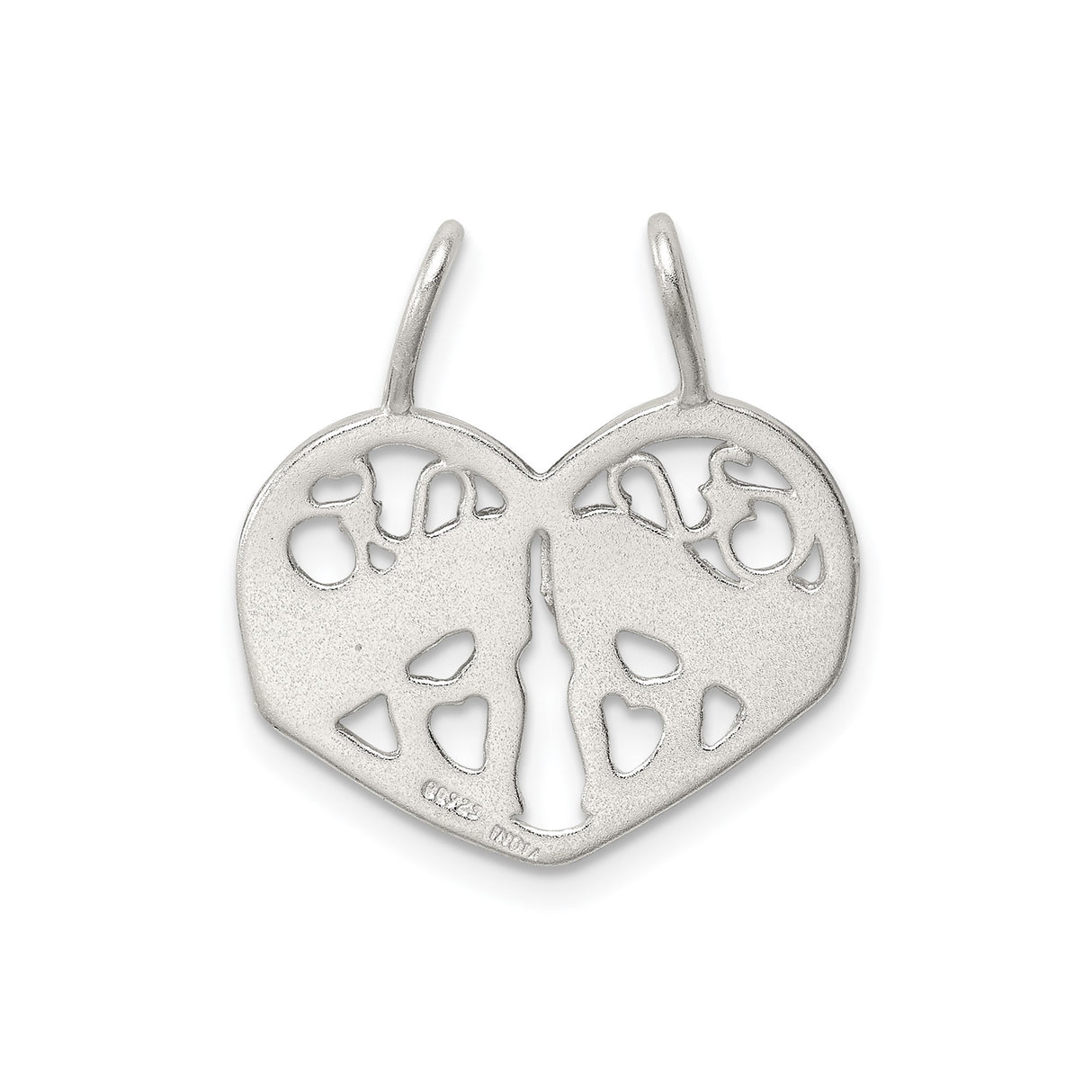 Sterling Silver Heart Split Pendant with Mother and Daughter Engraving, Two-Piece Keepsake Charm