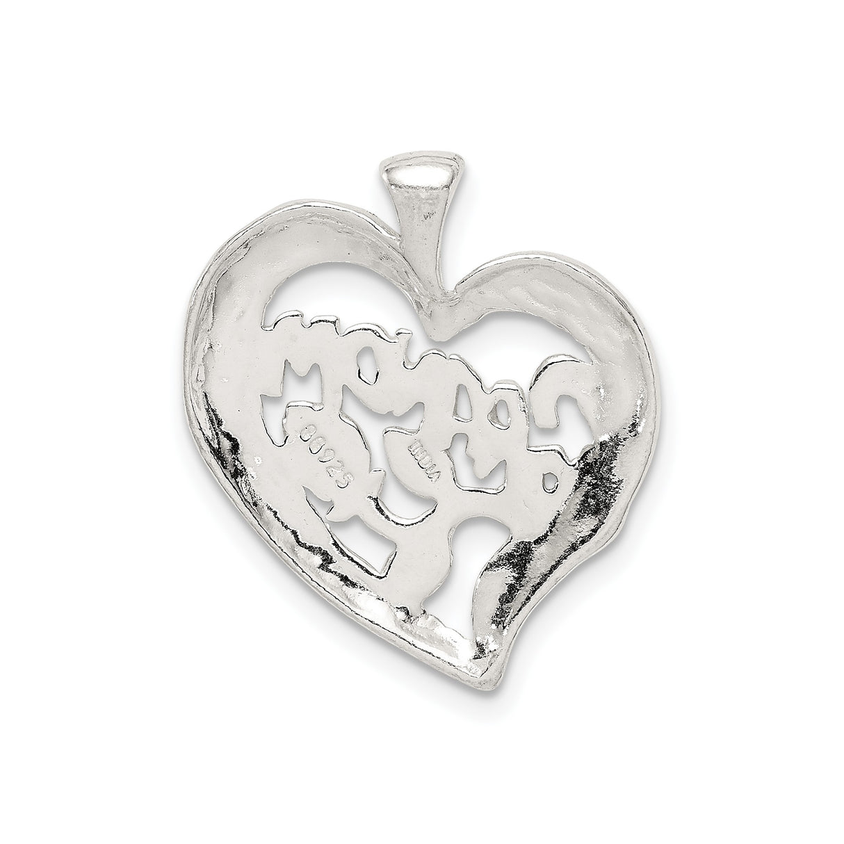 Sterling Silver Heart Pendant with Rosebud Design, Sentimental Grandma Jewelry for Women