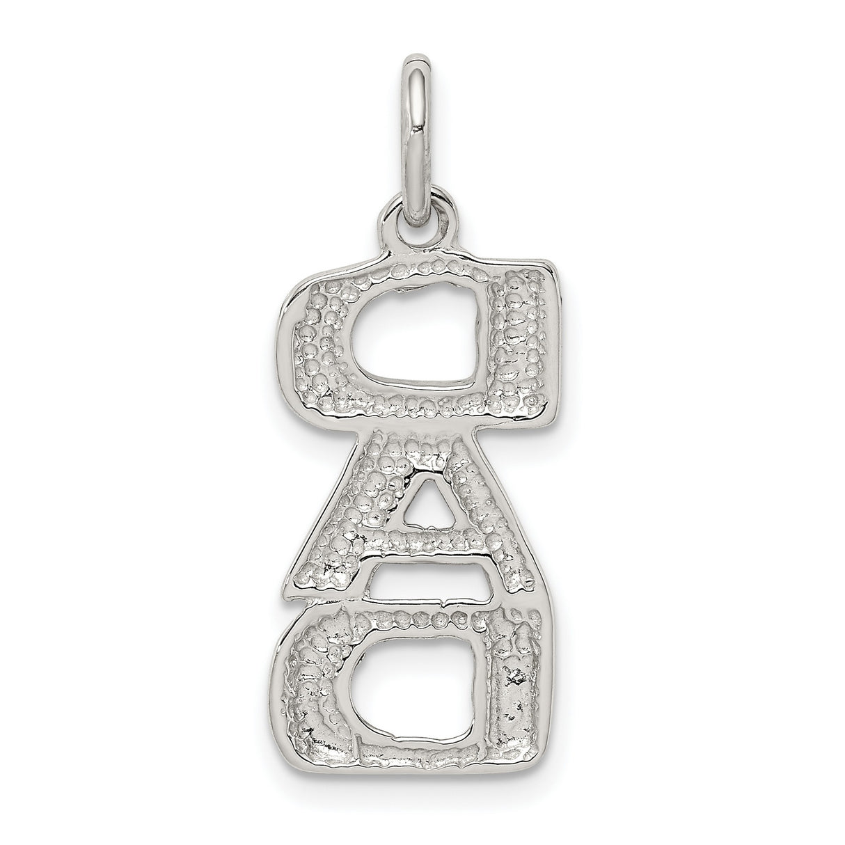 Sterling Silver Dad Pendant Charm with Vertical Block Letters, Minimal Keepsake Jewelry for Men