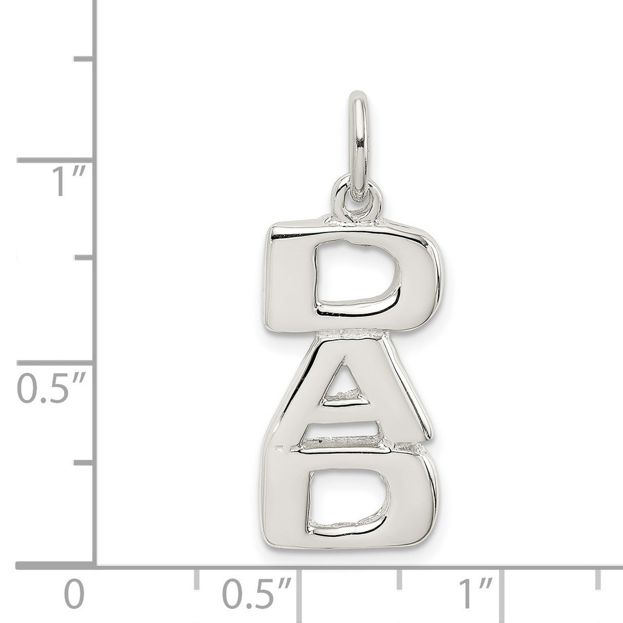Sterling Silver Dad Pendant Charm with Vertical Block Letters, Minimal Keepsake Jewelry for Men