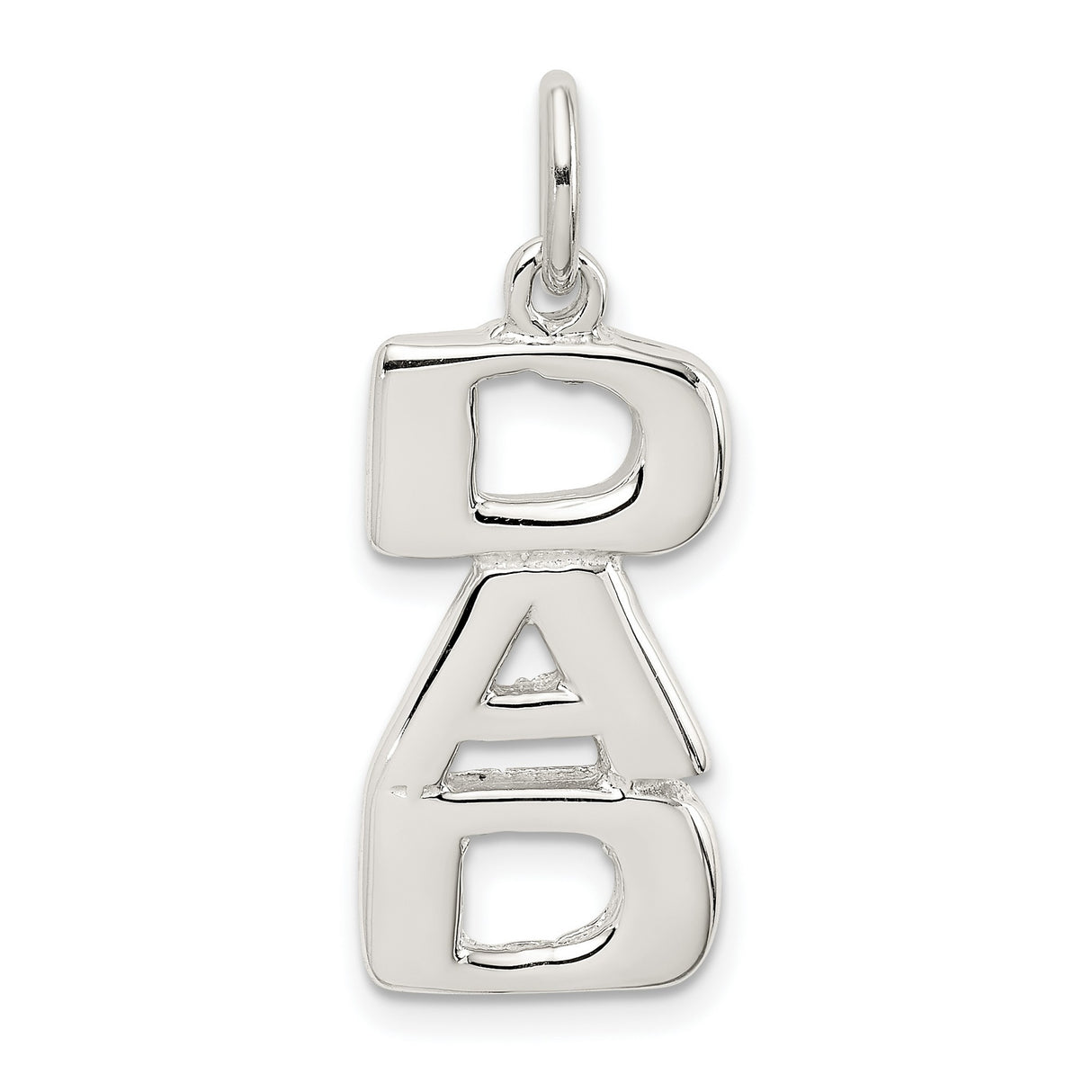 Sterling Silver Dad Pendant Charm with Vertical Block Letters, Minimal Keepsake Jewelry for Men