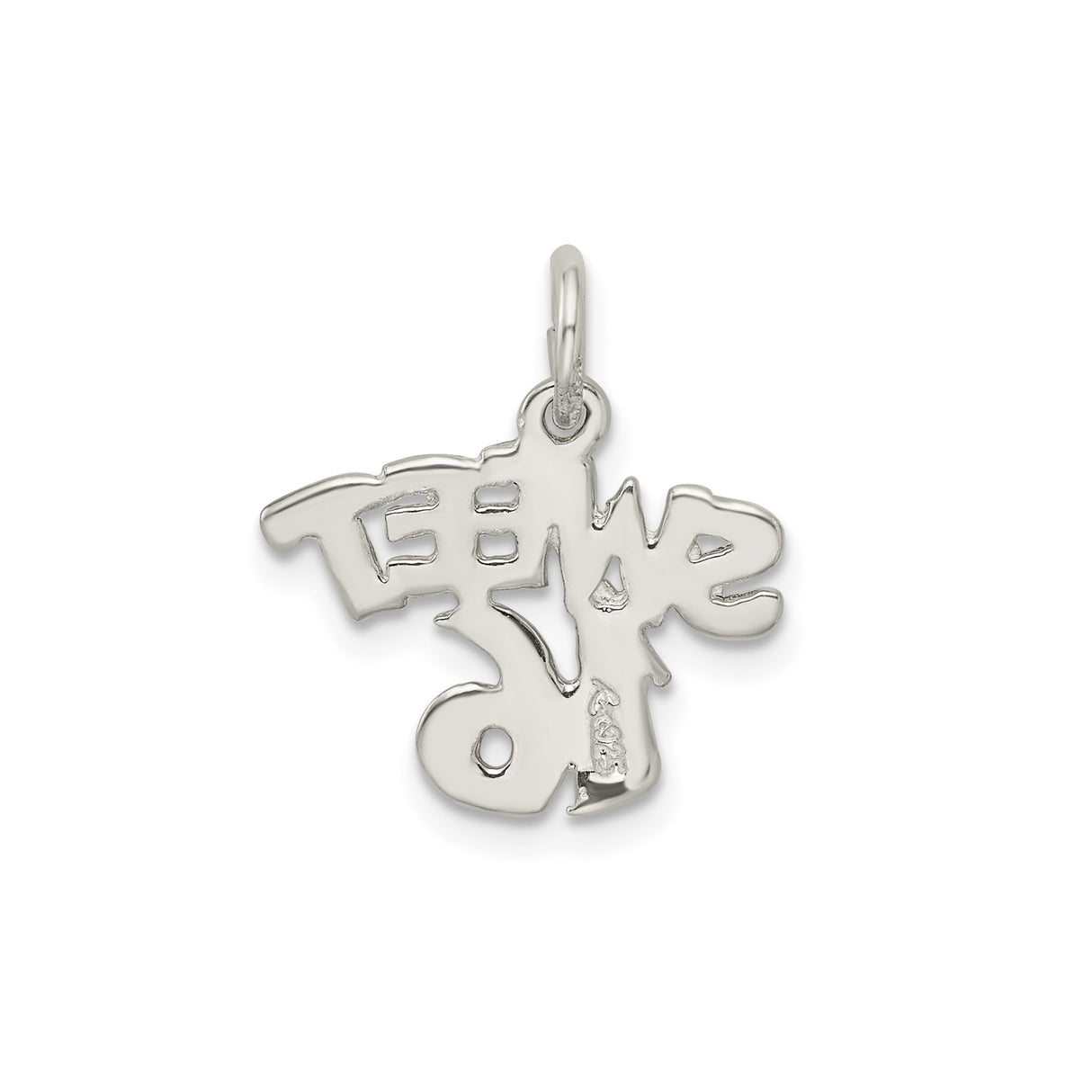 Sterling Silver Sweet 16 Pendant Charm, Polished Cutout Number Birthday Jewelry for Teens