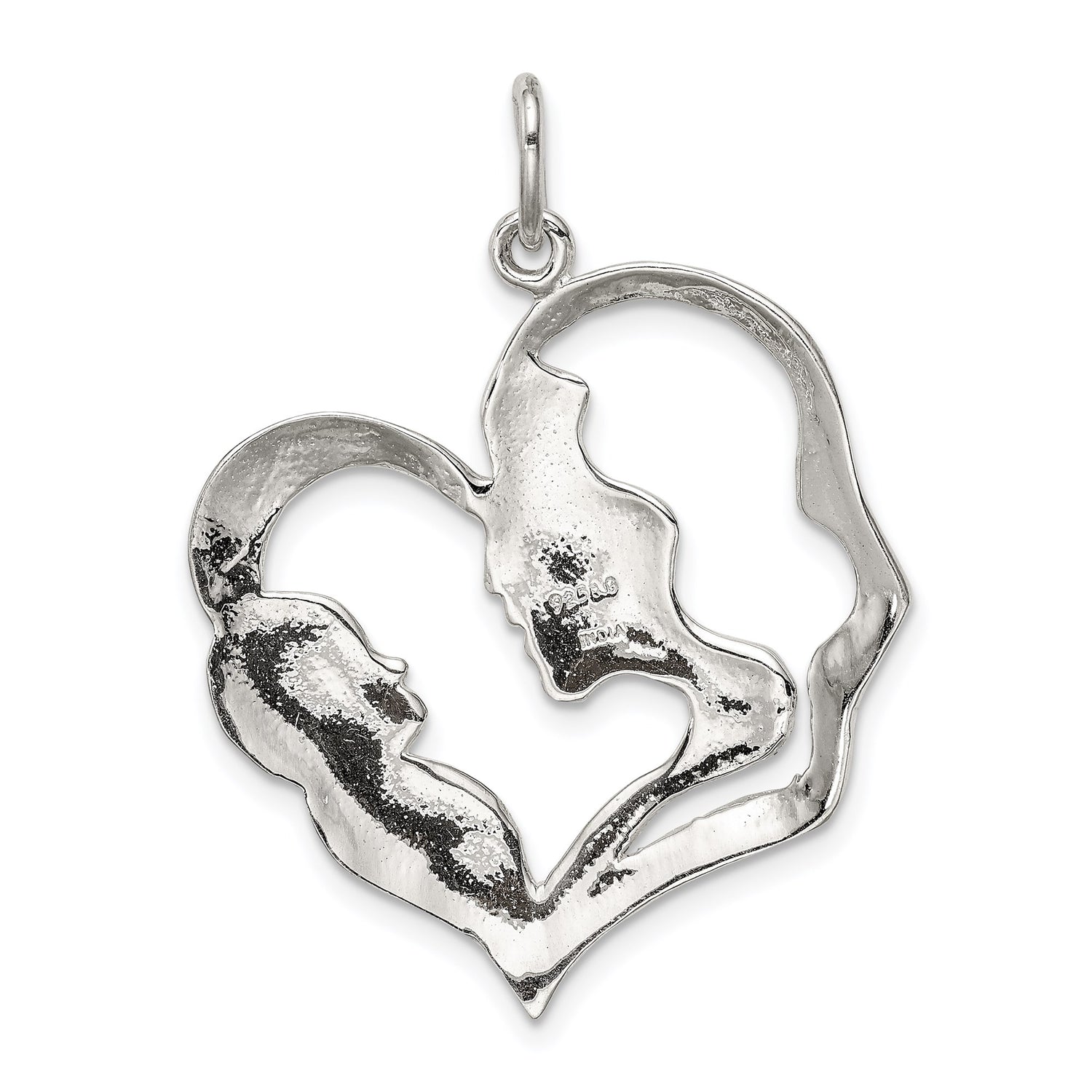 Sterling Silver Heart Pendant Featuring Mother and Outline, Sentimental Jewelry for Women