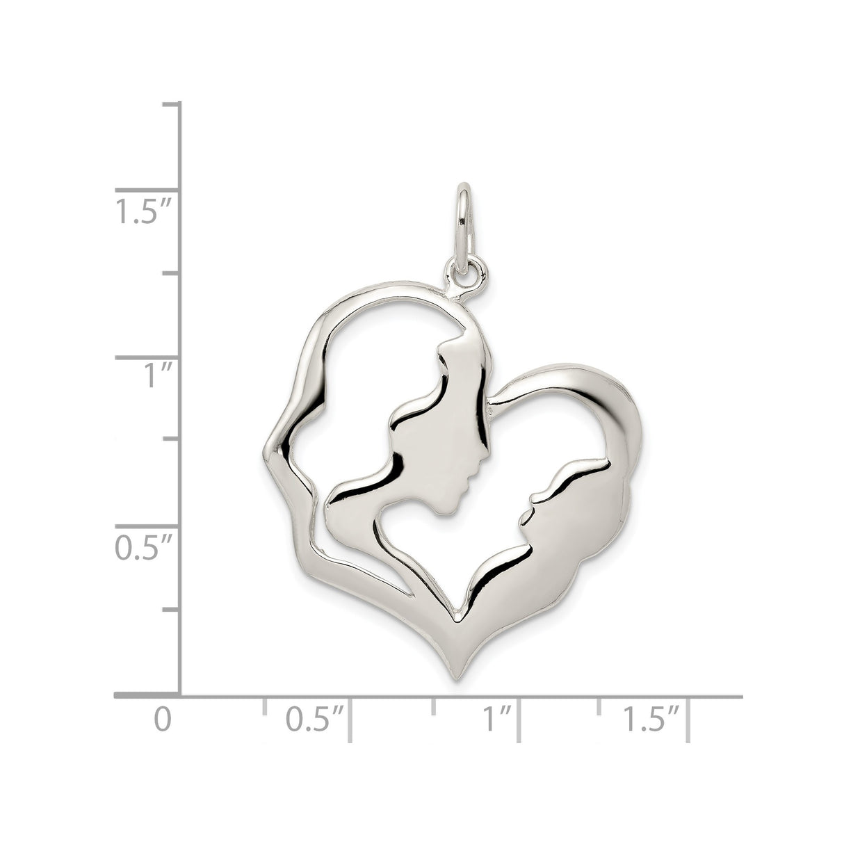 Sterling Silver Heart Pendant Featuring Mother and Outline, Sentimental Jewelry for Women