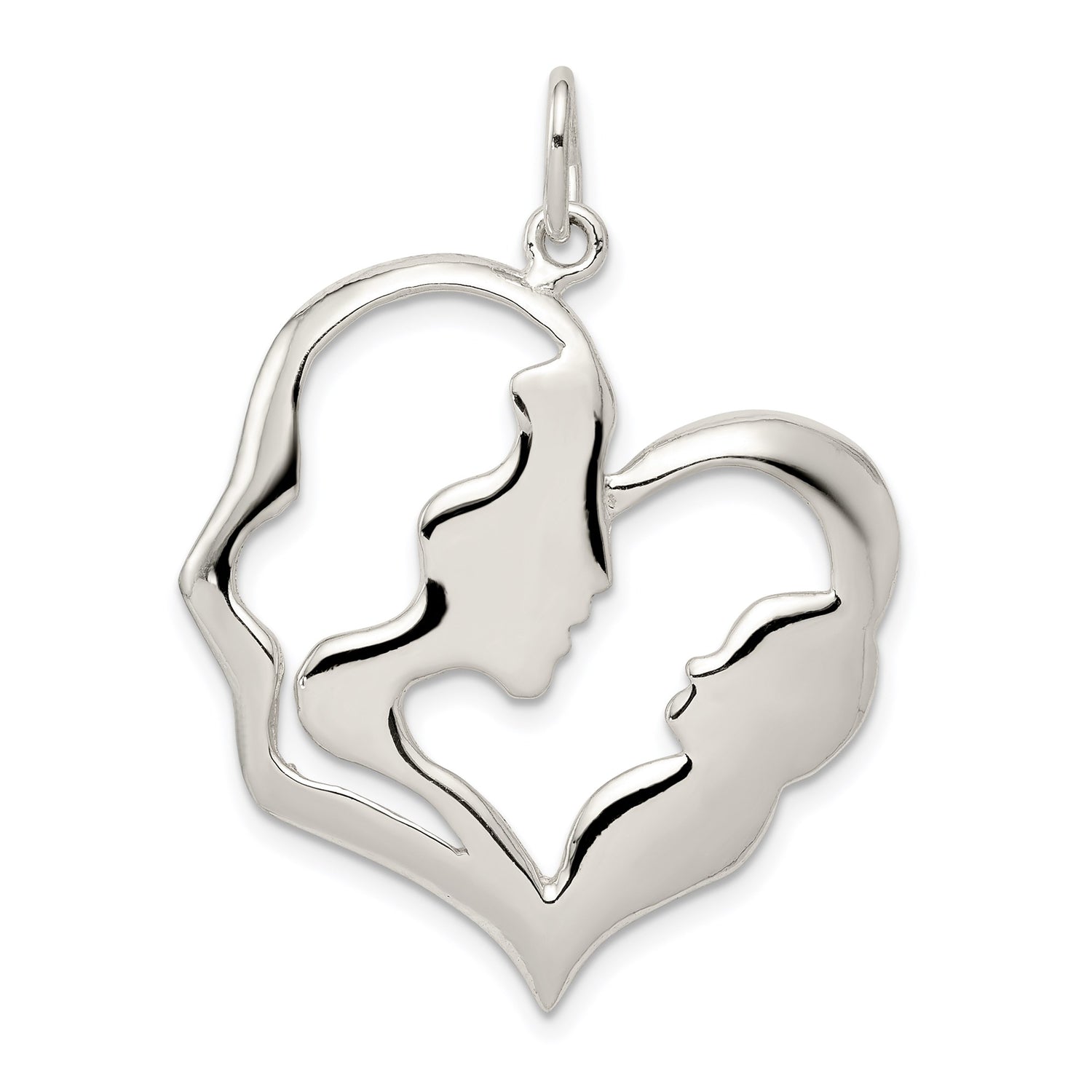 Sterling Silver Heart Pendant Featuring Mother and Outline, Sentimental Jewelry for Women