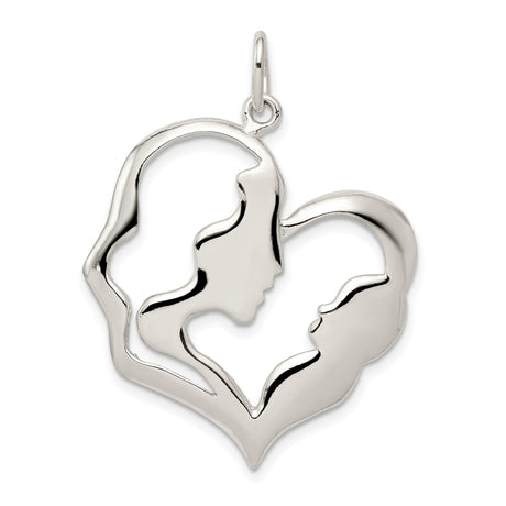 Sterling Silver Heart Pendant Featuring Mother and Outline, Sentimental Jewelry for Women