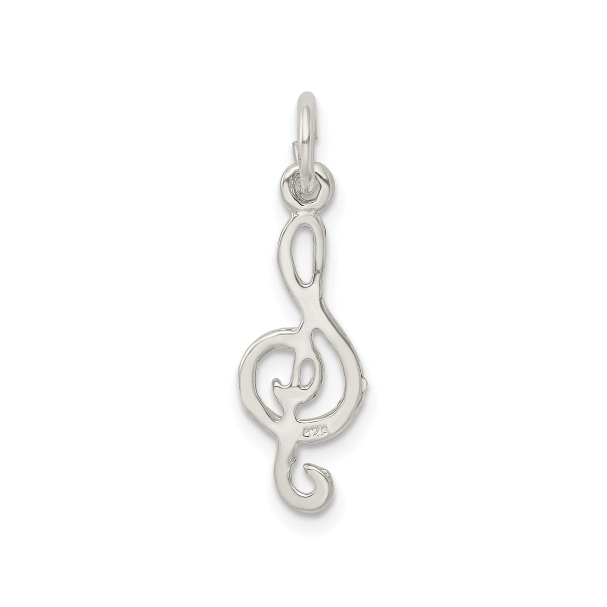 Sterling Silver Treble Clef Pendant Charm, Polished Open Music Symbol Design