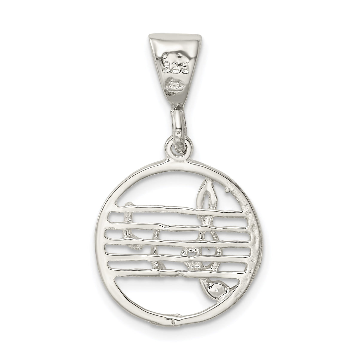 Sterling Silver Music Pendant with Treble Clef and Musical Staff Design