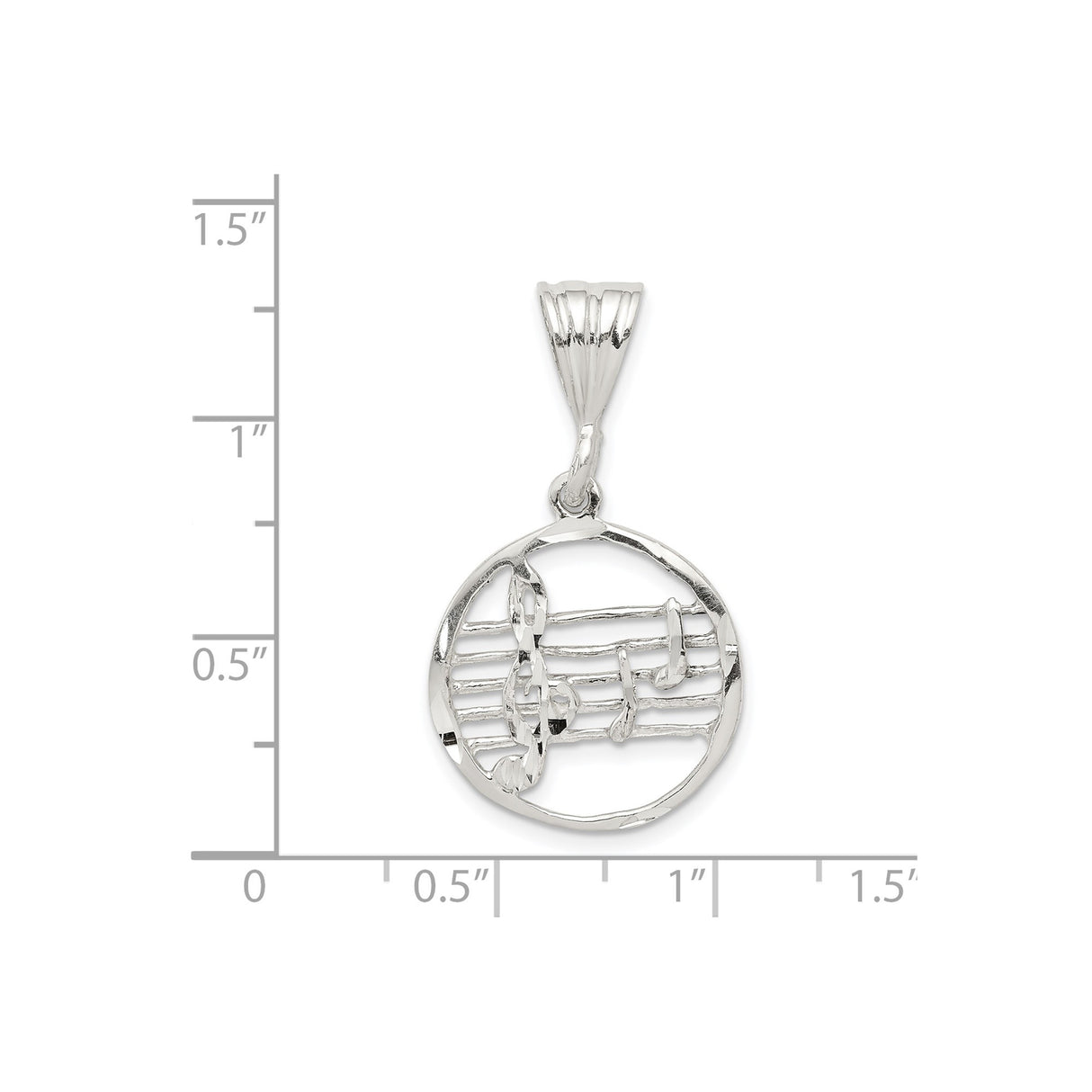 Sterling Silver Music Pendant with Treble Clef and Musical Staff Design